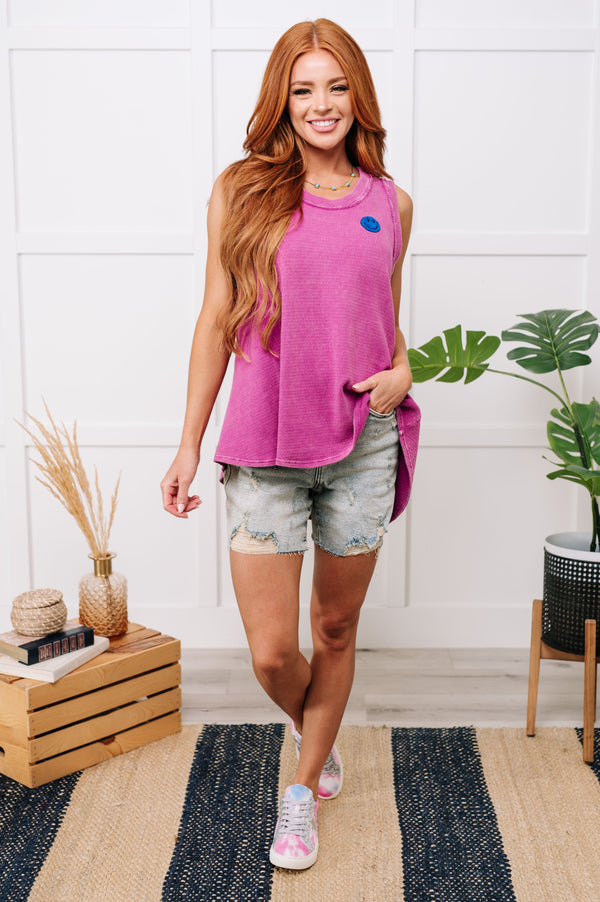 A Few of My Favorite Things Round Neck Tank in Fuchsia