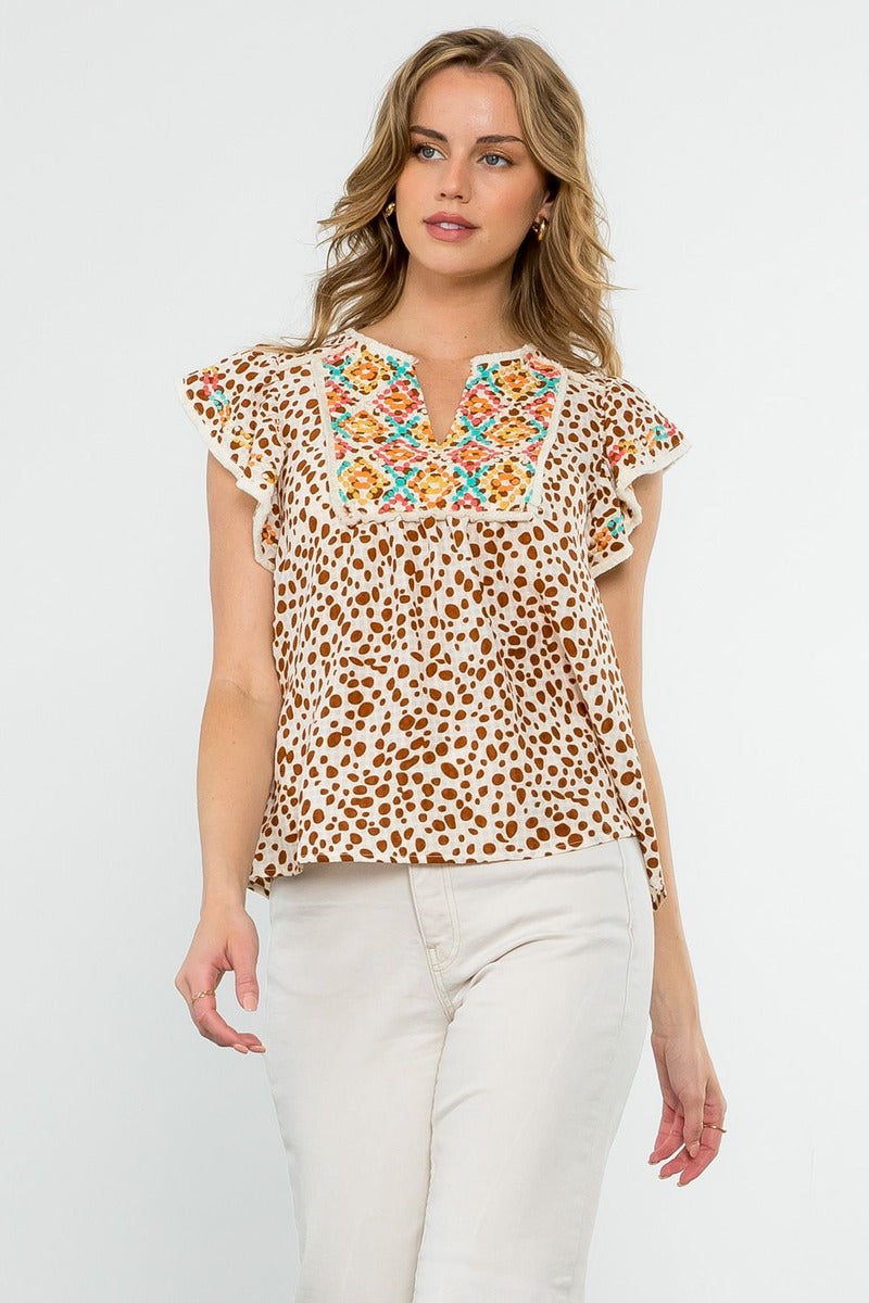 Fluttering Spotted Blouse