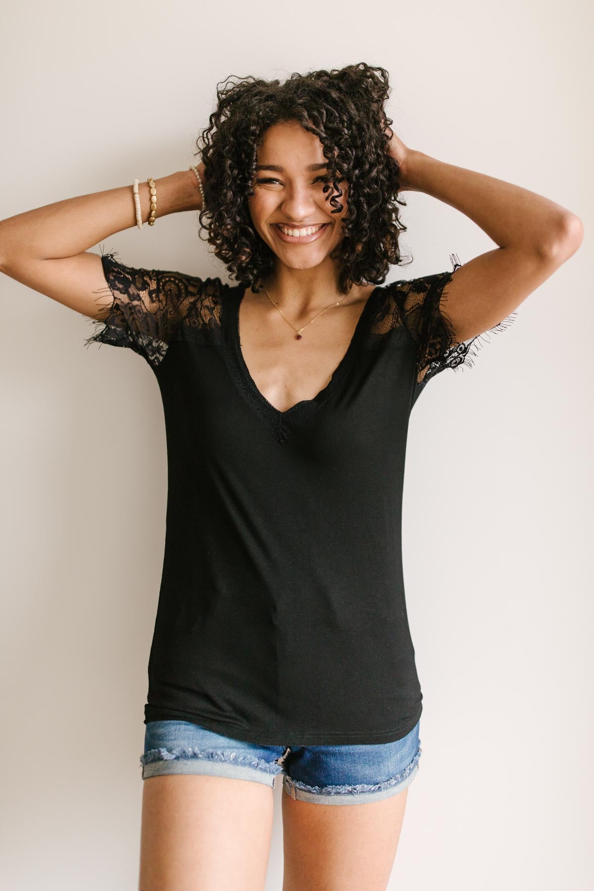 A Little Bit of Lace Top In Black