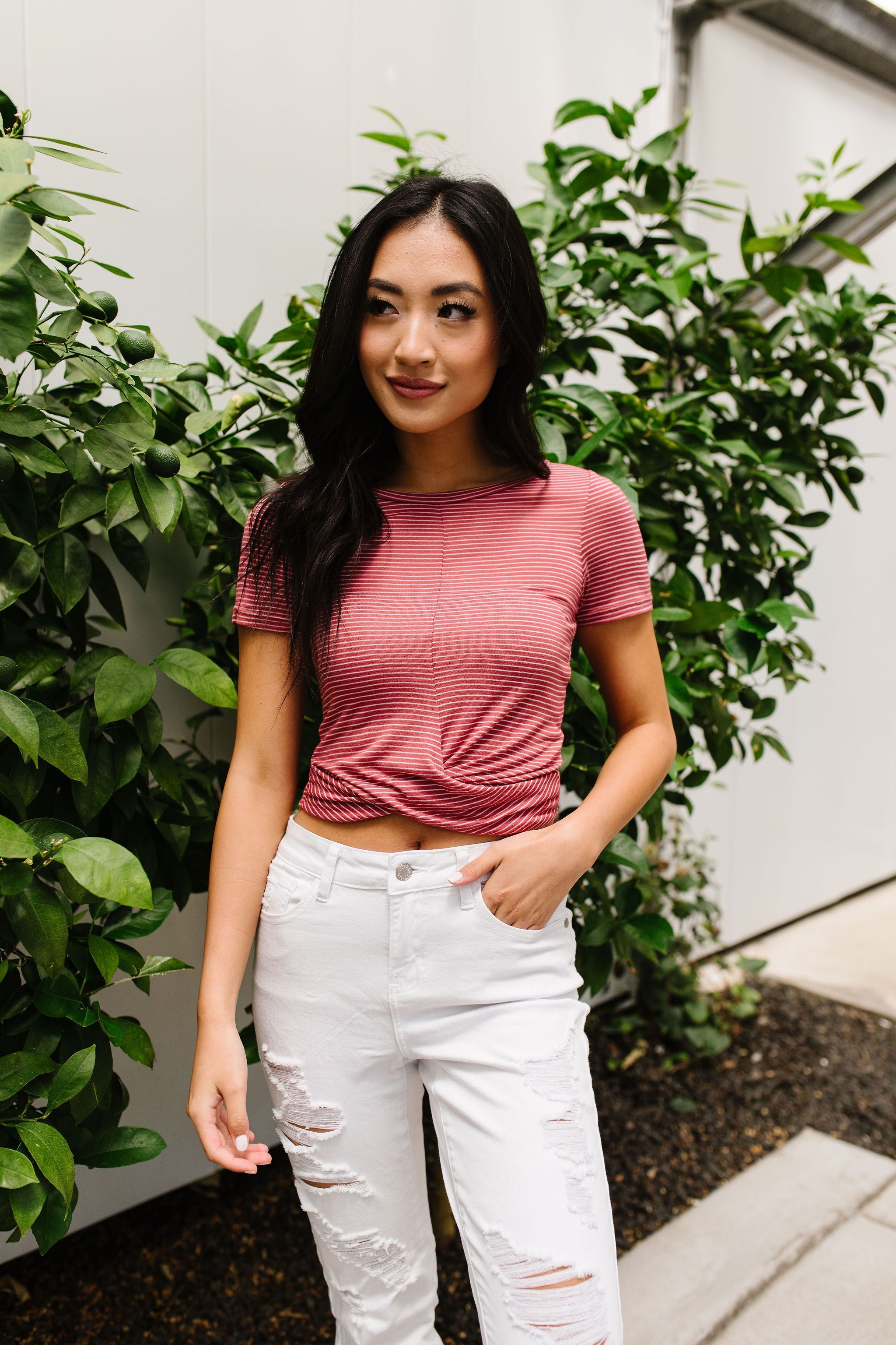 Twisted & Cropped Striped Top