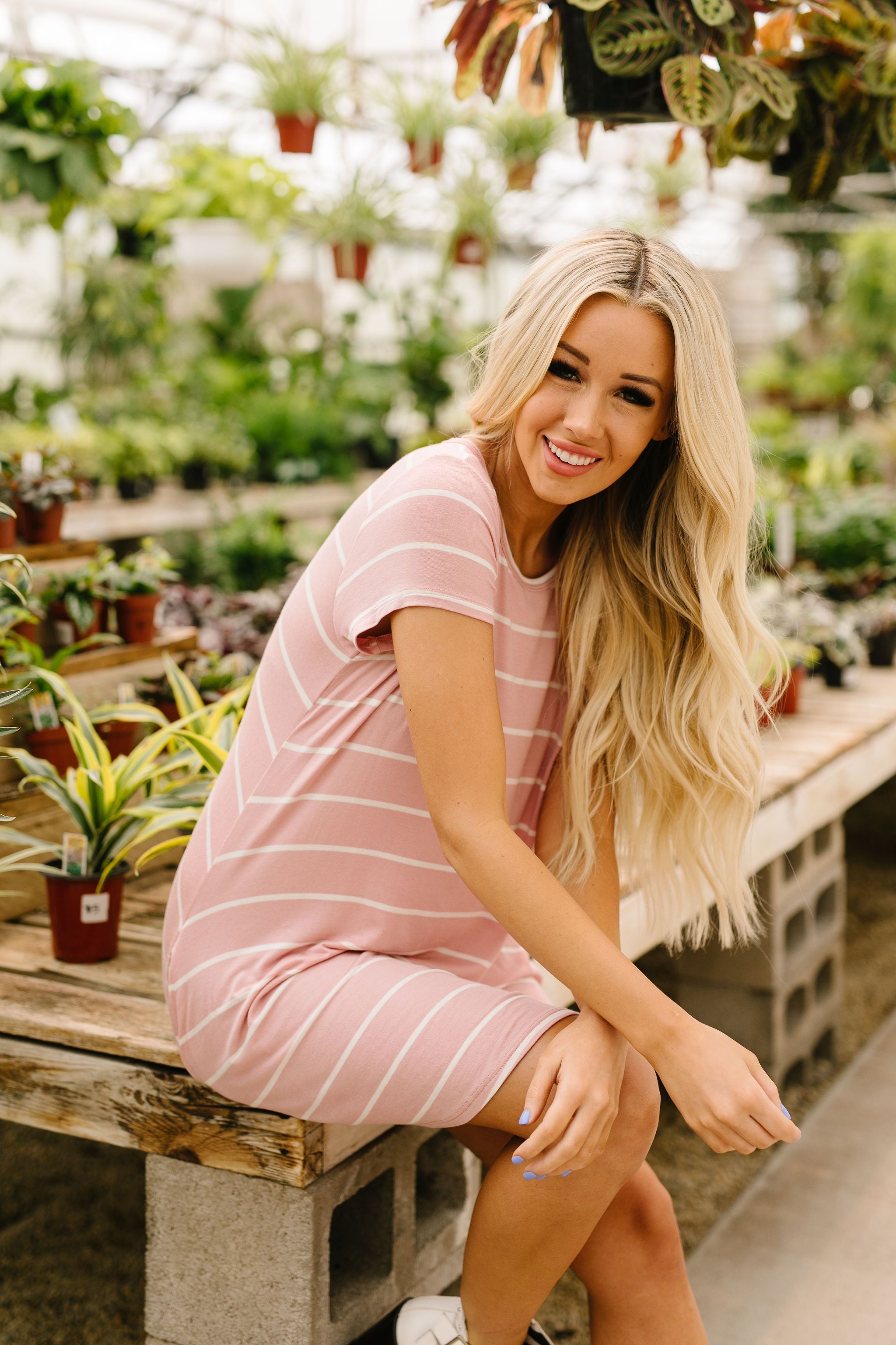 Don't Blink Pink & Ivory Striped Dress