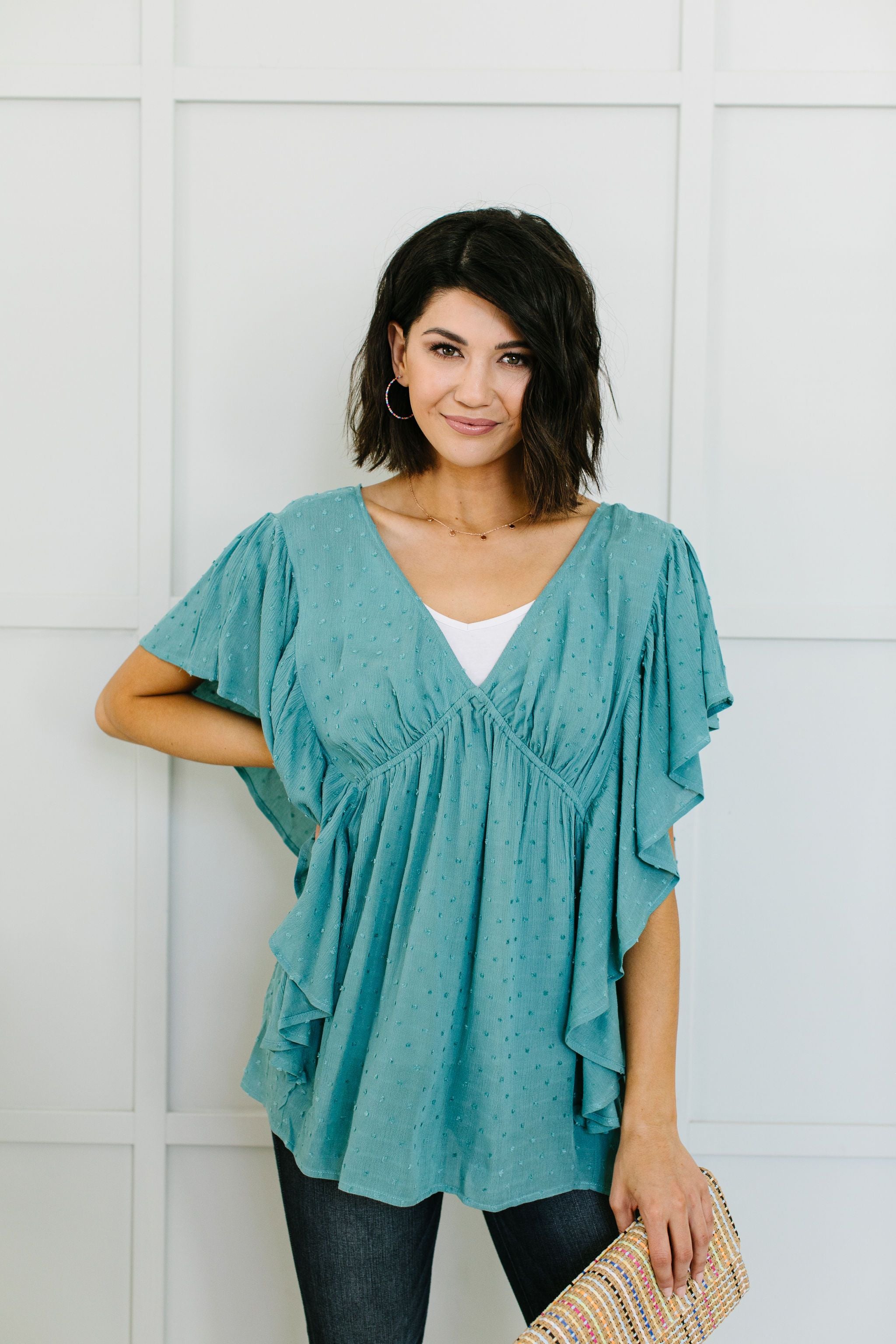 Fly Away Home Blouse In Dusty Teal