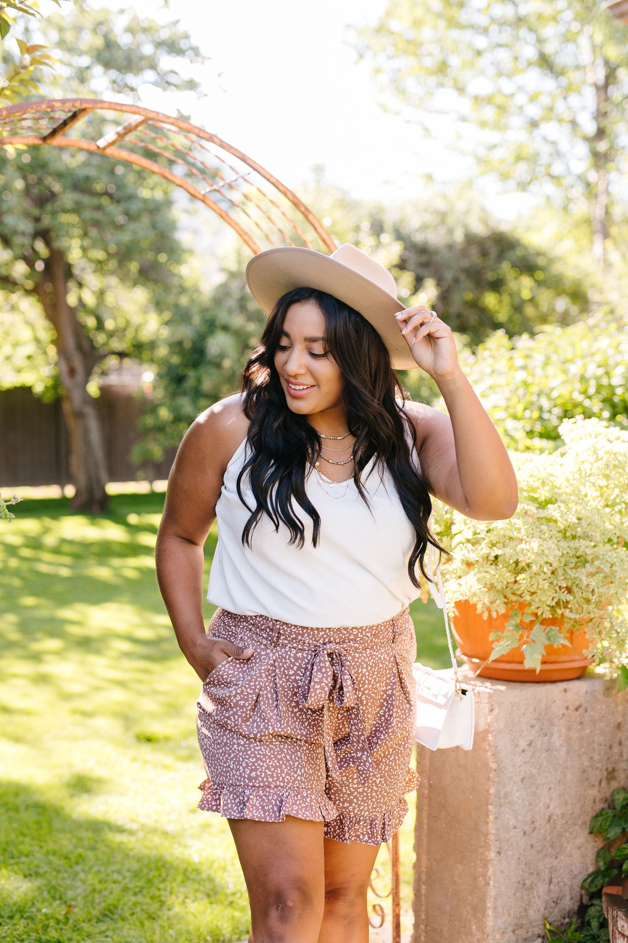 Short Leash Ruffled Shorts In Mauve