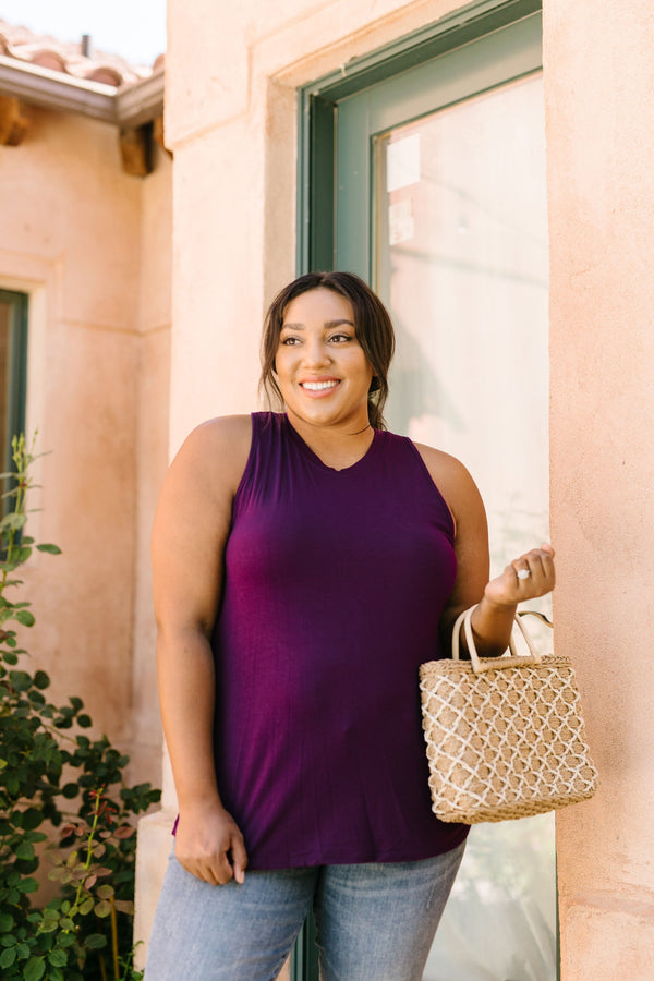 Running Behind Twist Back Tank In Plum