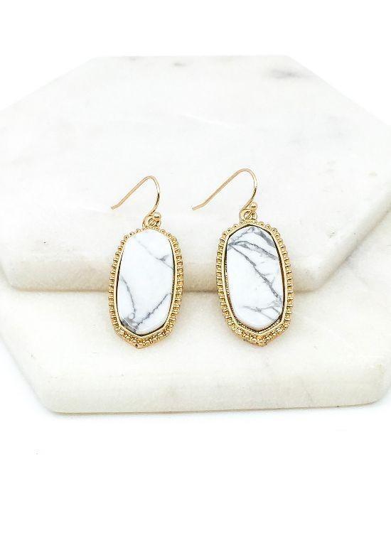 White Stone Drop Earrings