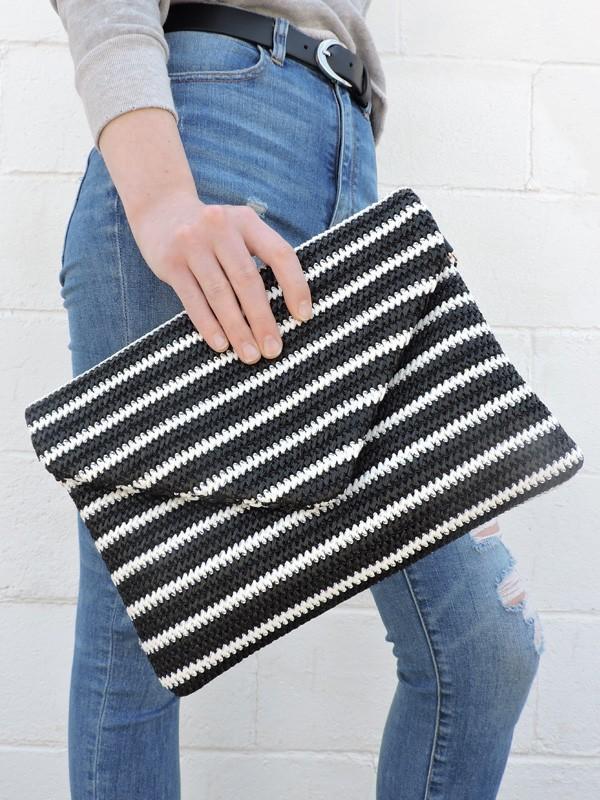 Striped Clutch + Chain - ALL SALES FINAL