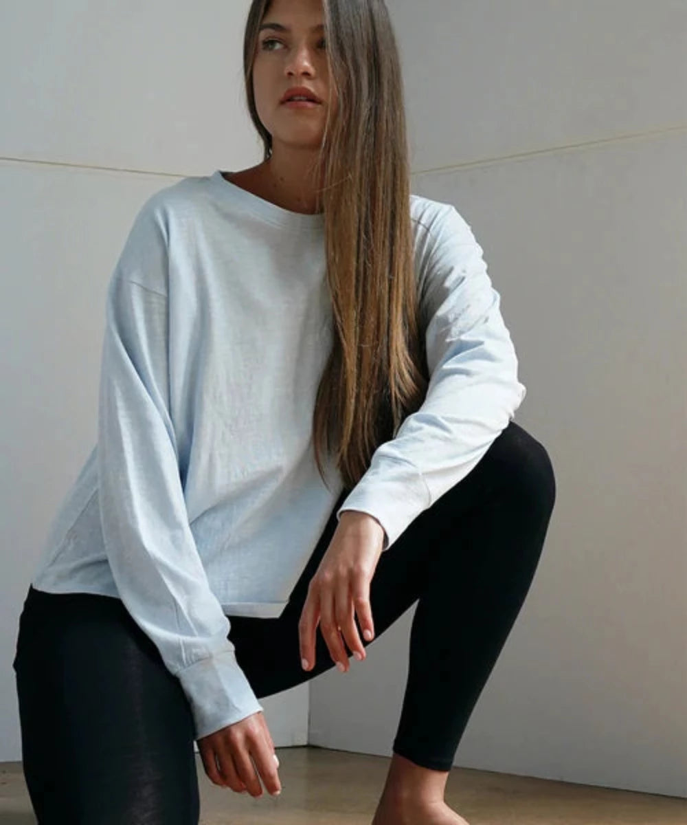 Anytime Long Sleeve Tee in Light Blue