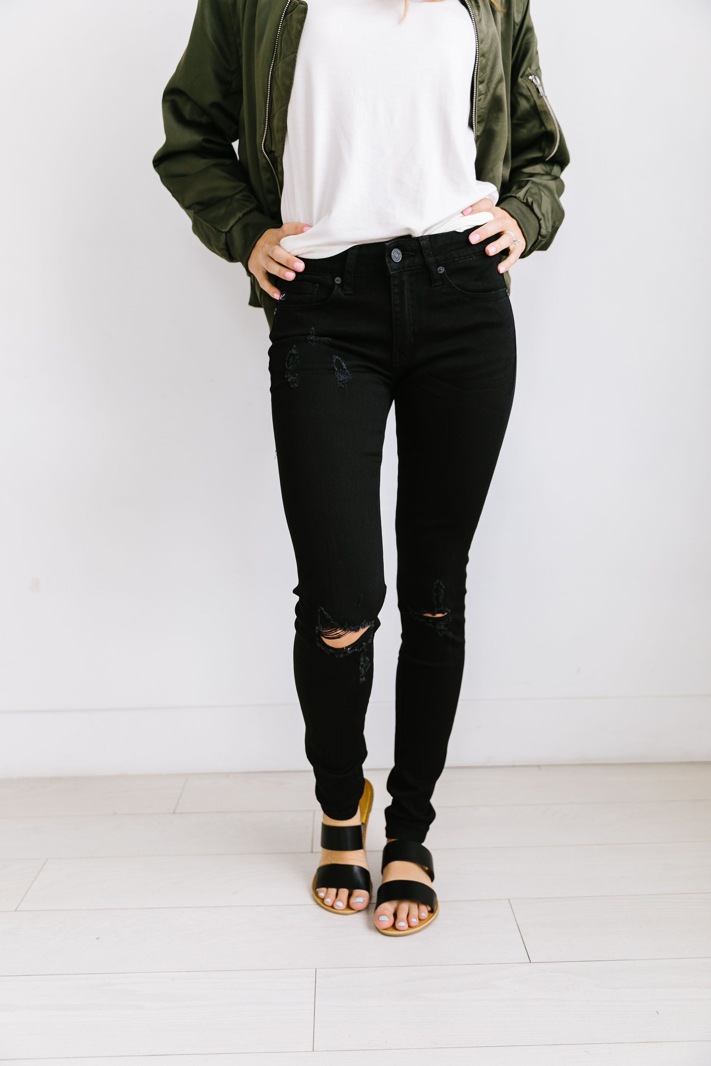 Ripped Knee Black Skinny Jeans