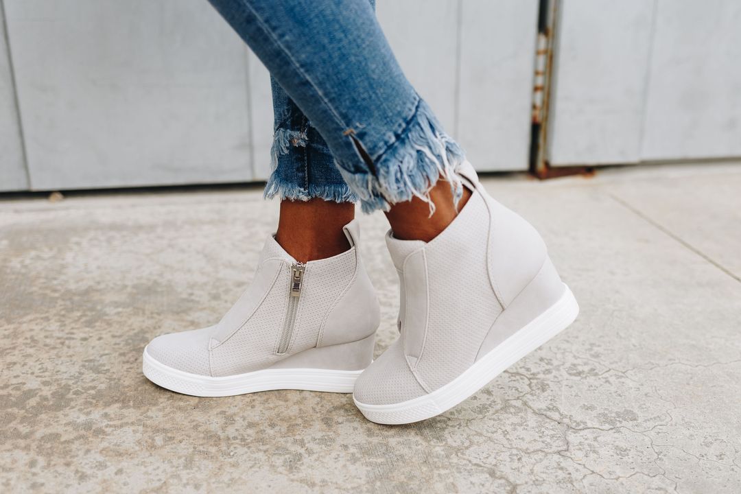 Hole In One Suede High Tops in Light Gray