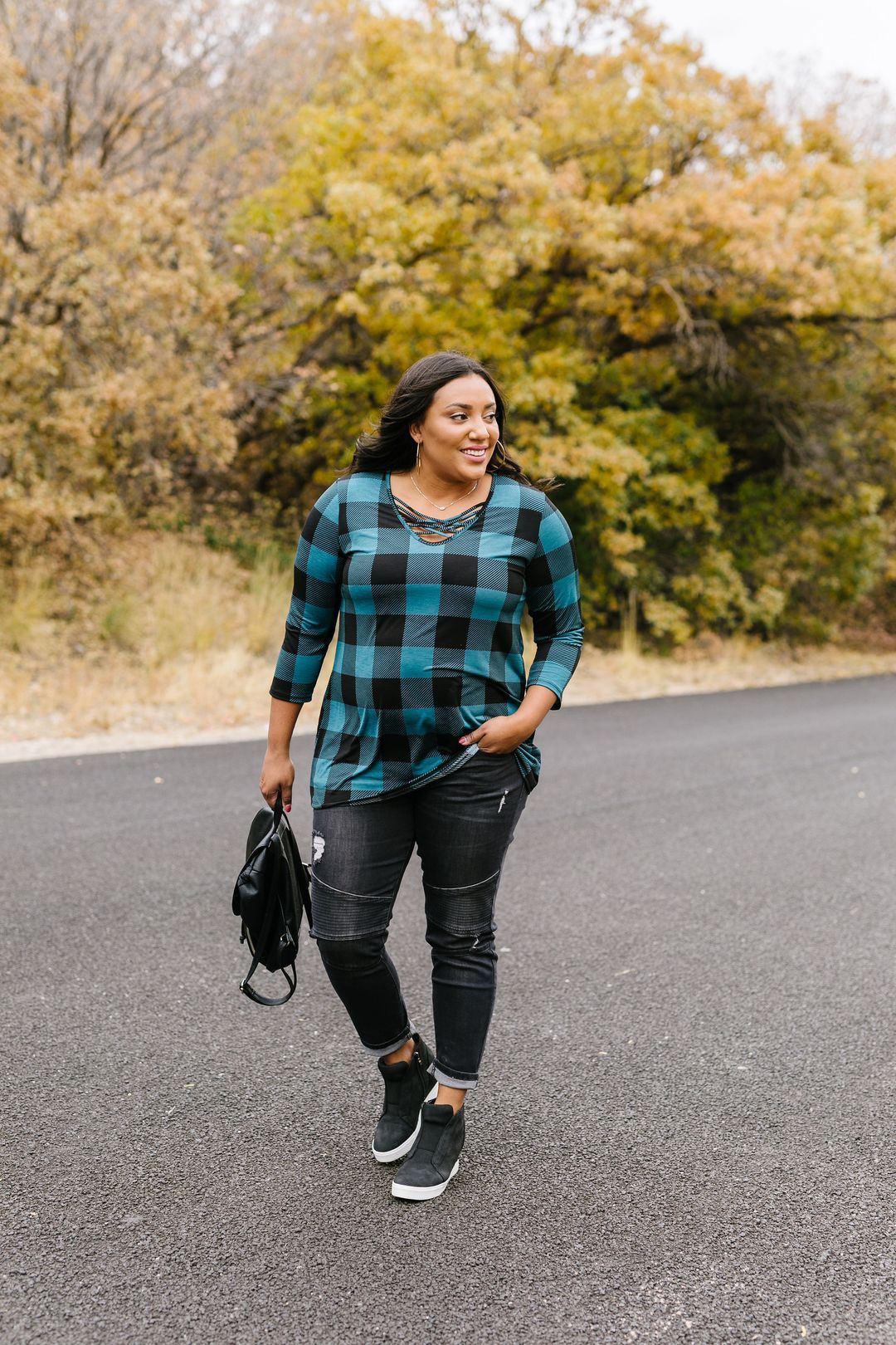 Checkered Criss Cross Top