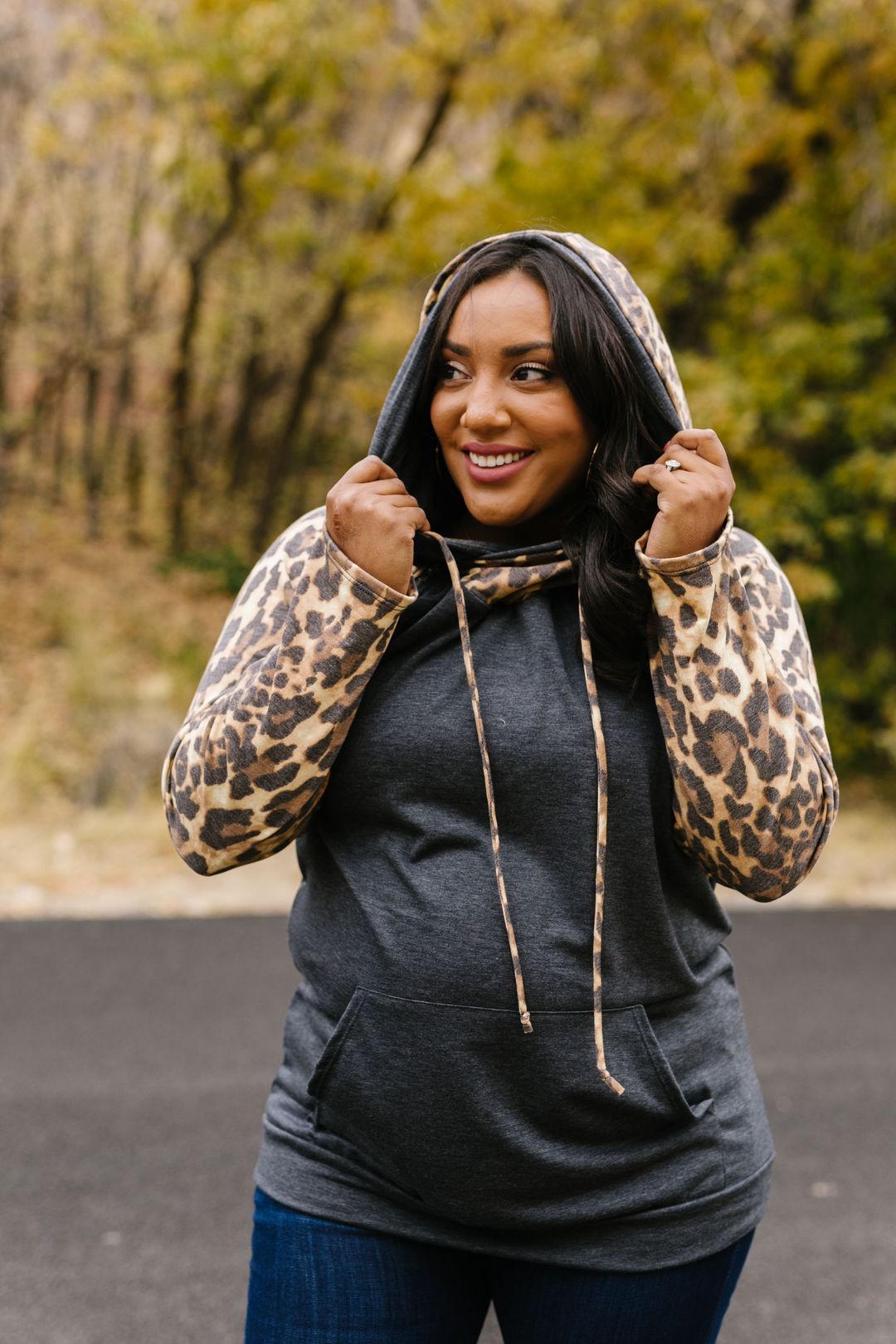 Double Hood Animal Print Raglan Hoodie