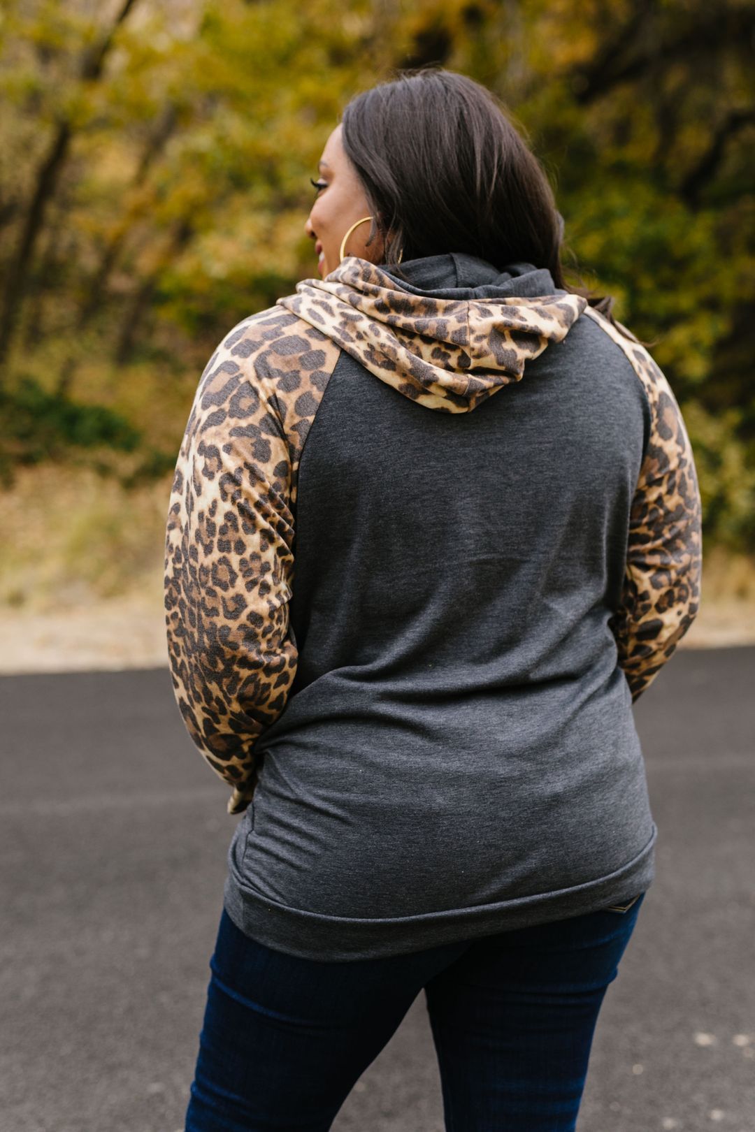 Double Hood Animal Print Raglan Hoodie