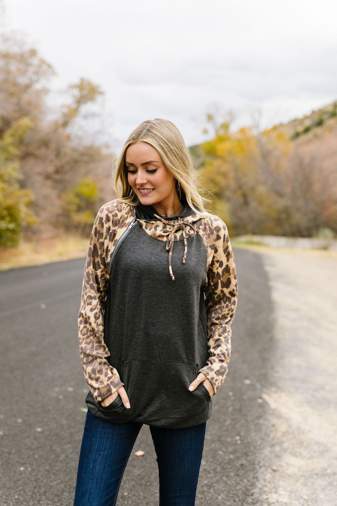 Double Hood Animal Print Raglan Hoodie