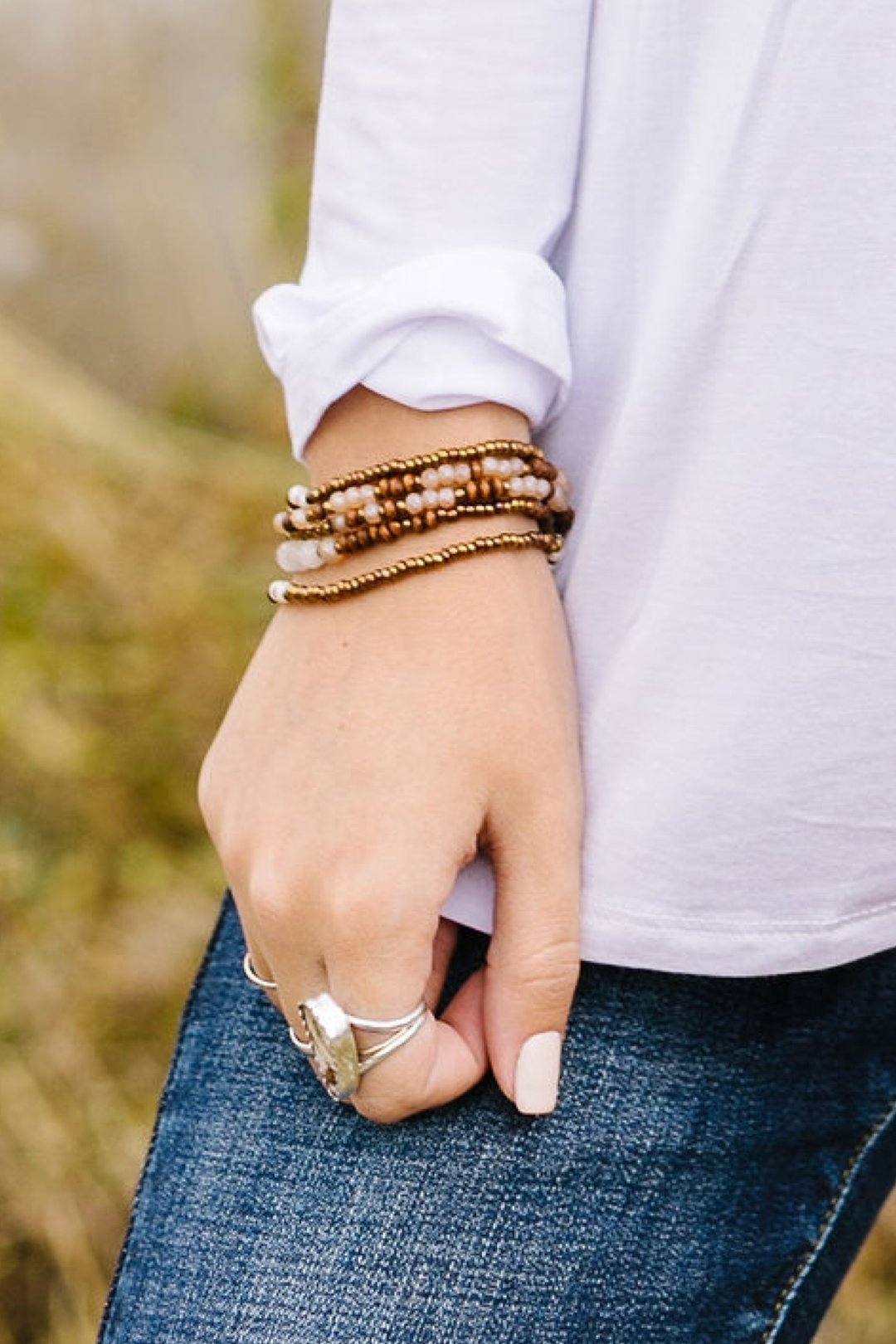 Wood + Stone Wrap Bracelet