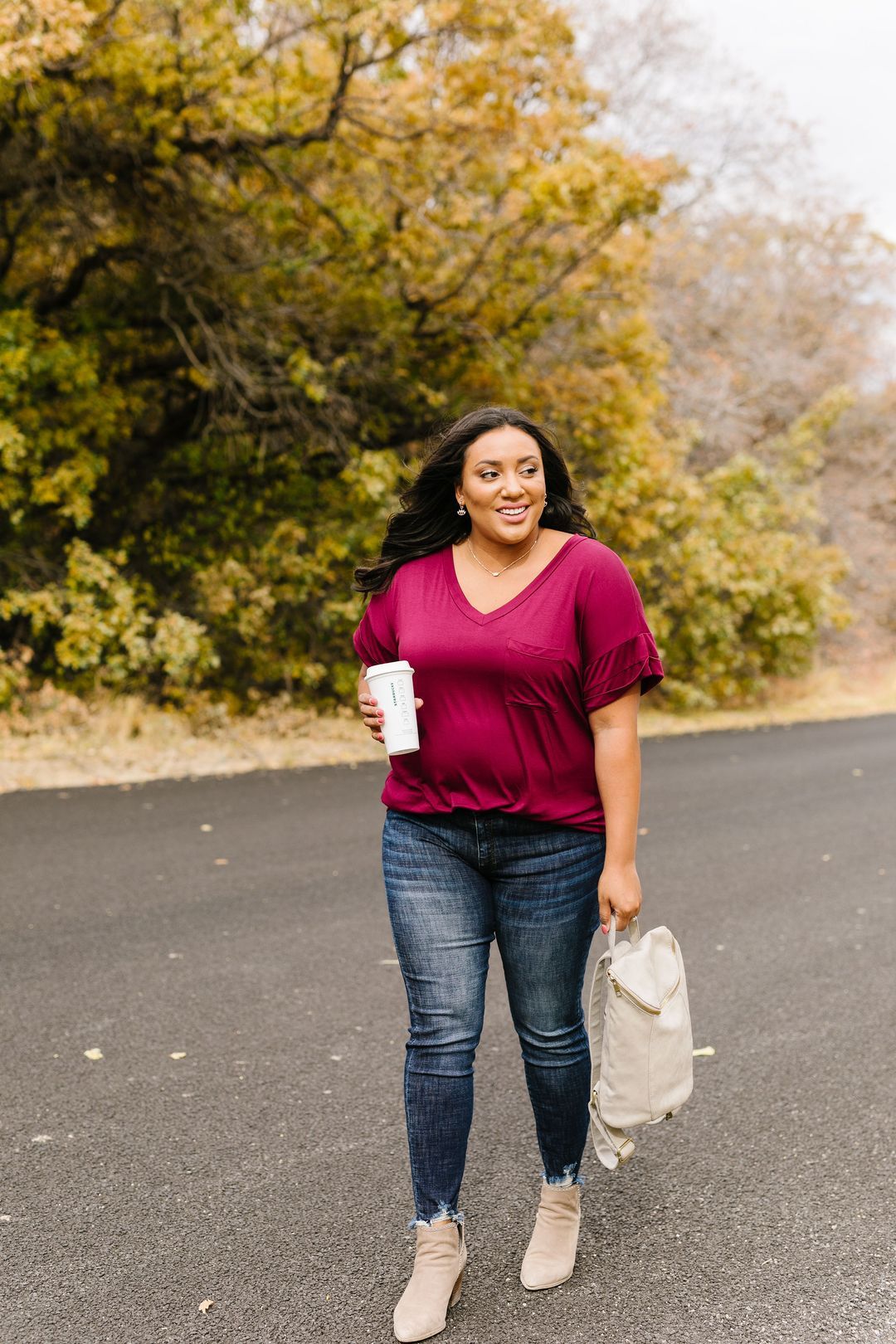 Basically Perfect V-Neck In Burgundy