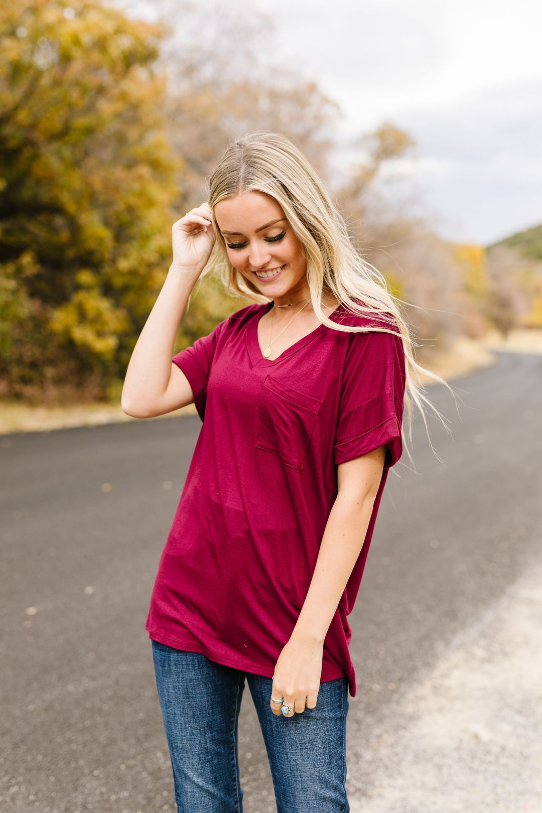 Basically Perfect V-Neck In Burgundy