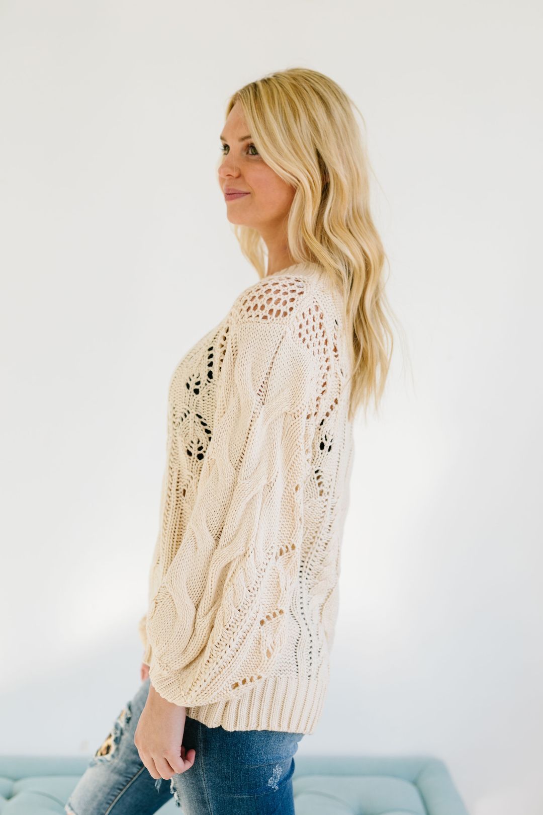 Spice Of Life Cable Knit Sweater In Vanilla