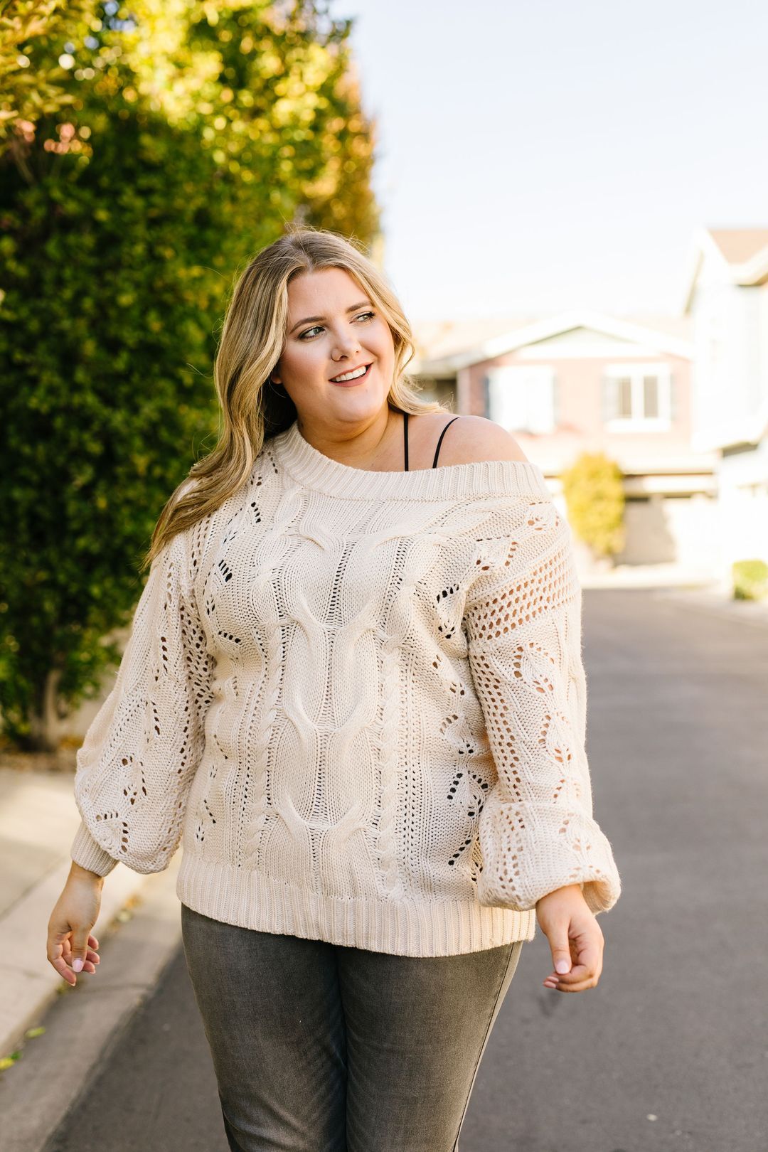 Spice Of Life Cable Knit Sweater In Vanilla