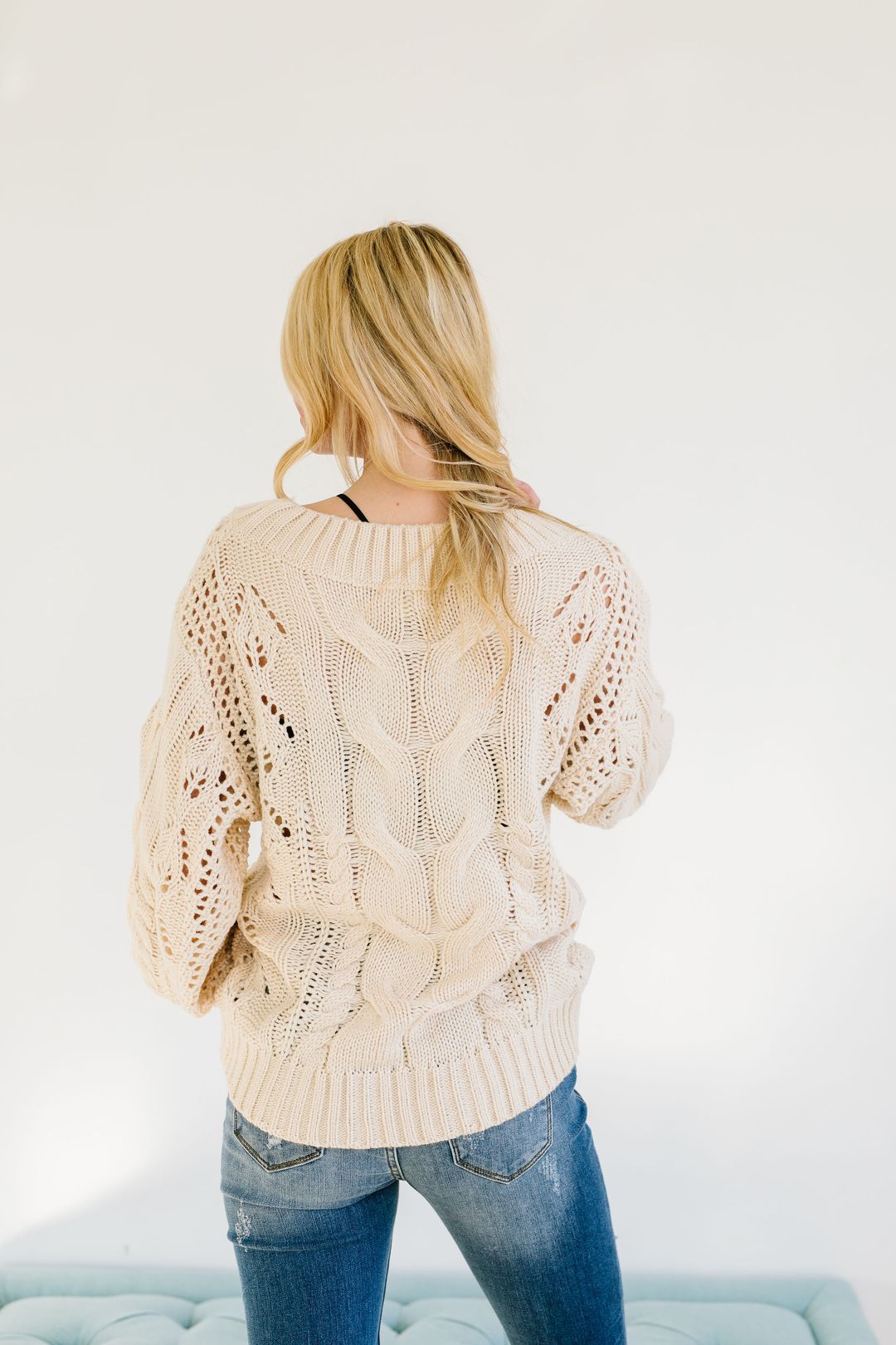 Spice Of Life Cable Knit Sweater In Vanilla