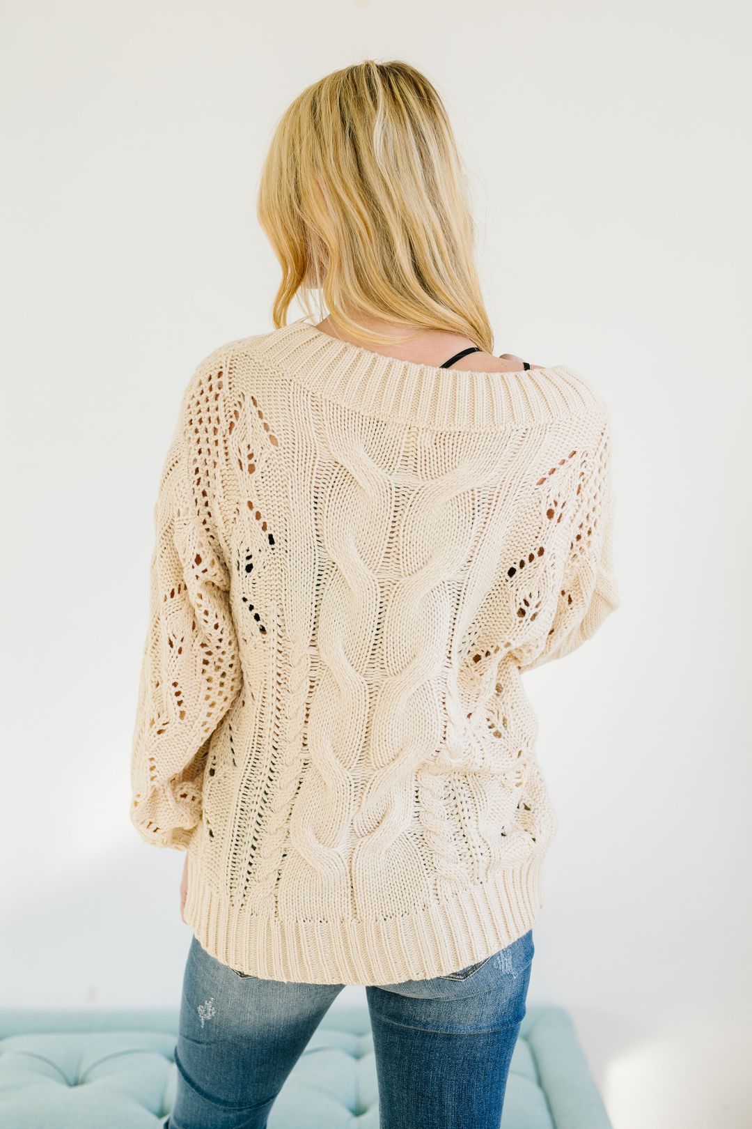 Spice Of Life Cable Knit Sweater In Vanilla