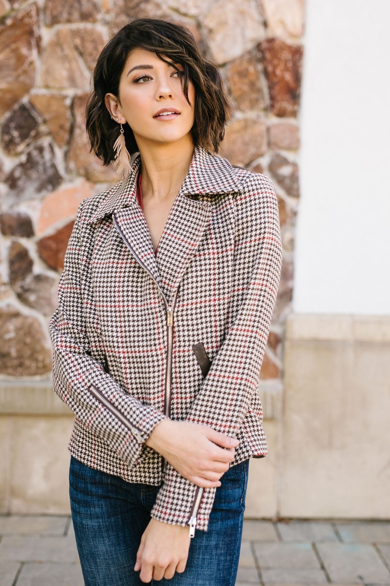 Upper Crust Houndstooth Moto Jacket