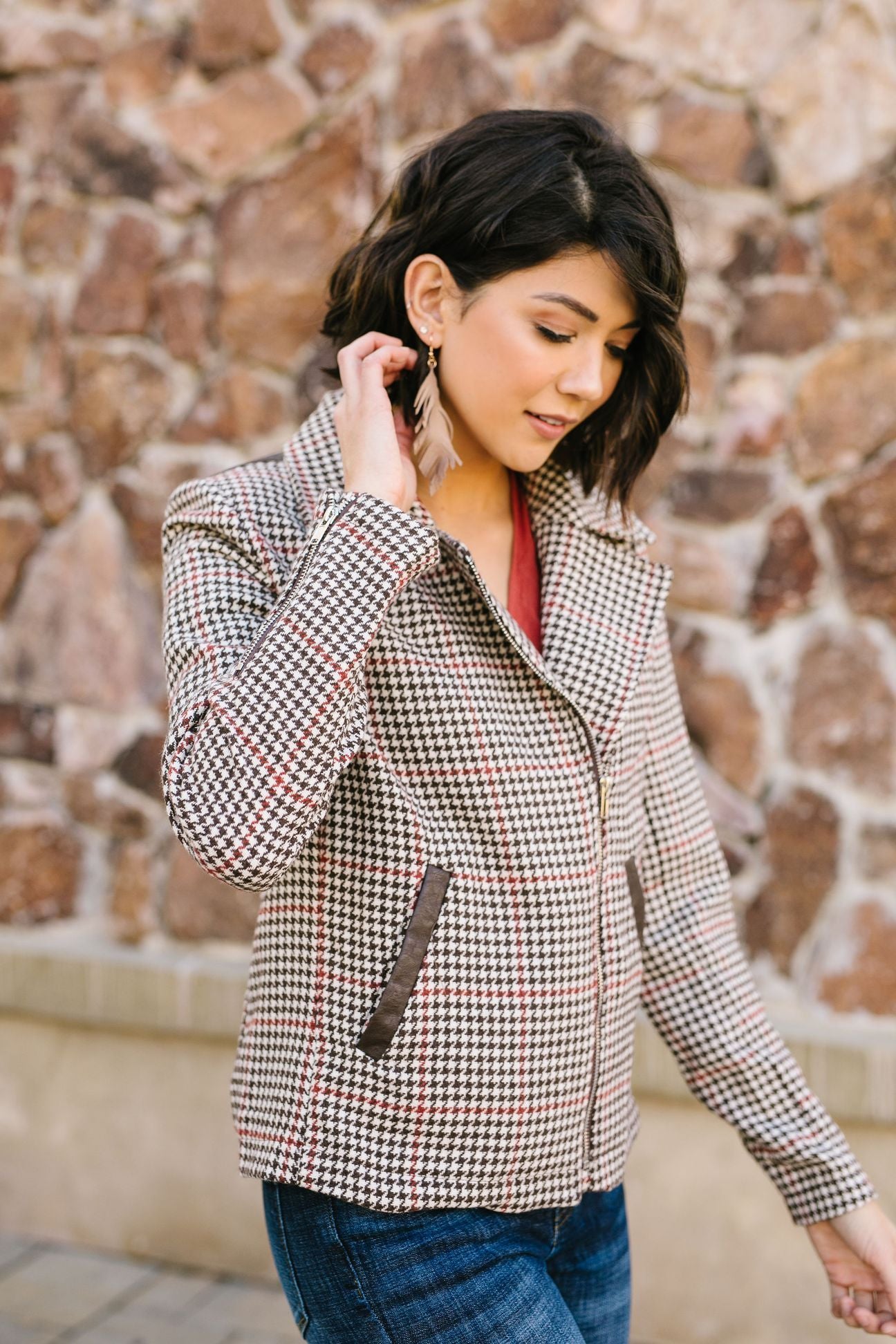 Upper Crust Houndstooth Moto Jacket