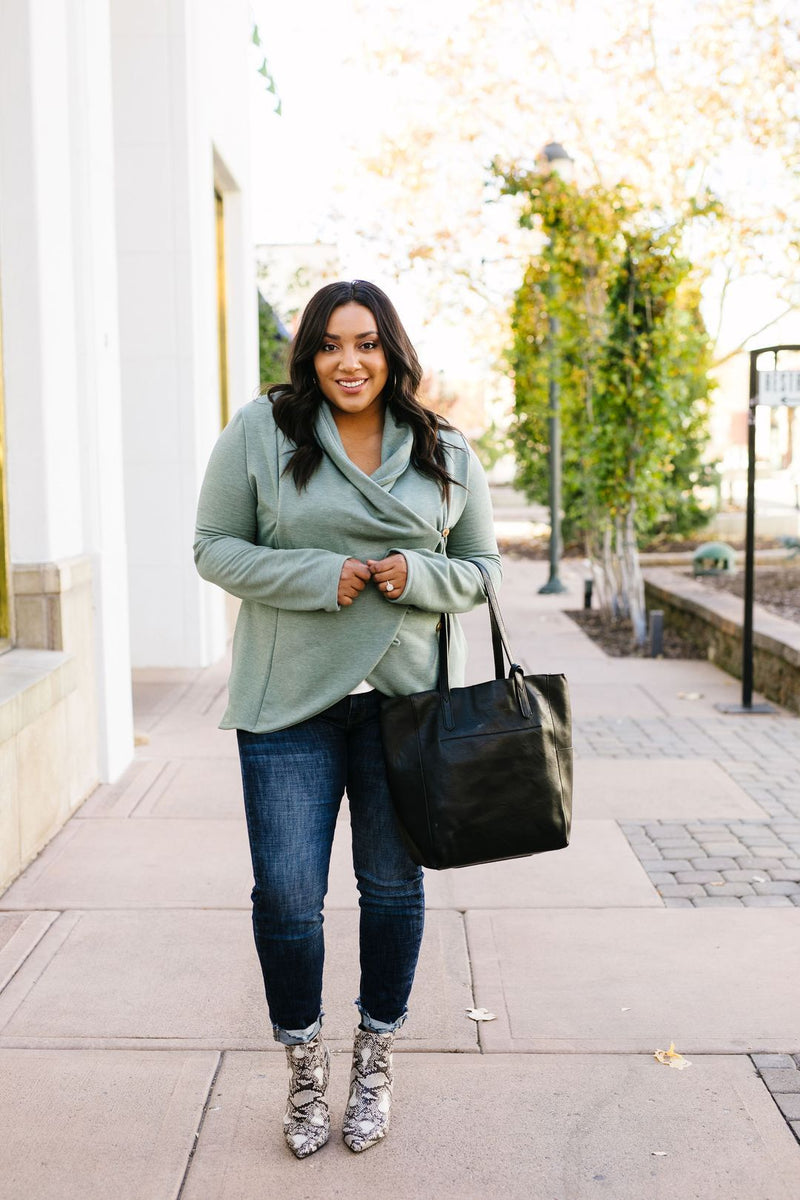 Sage Button Up Top