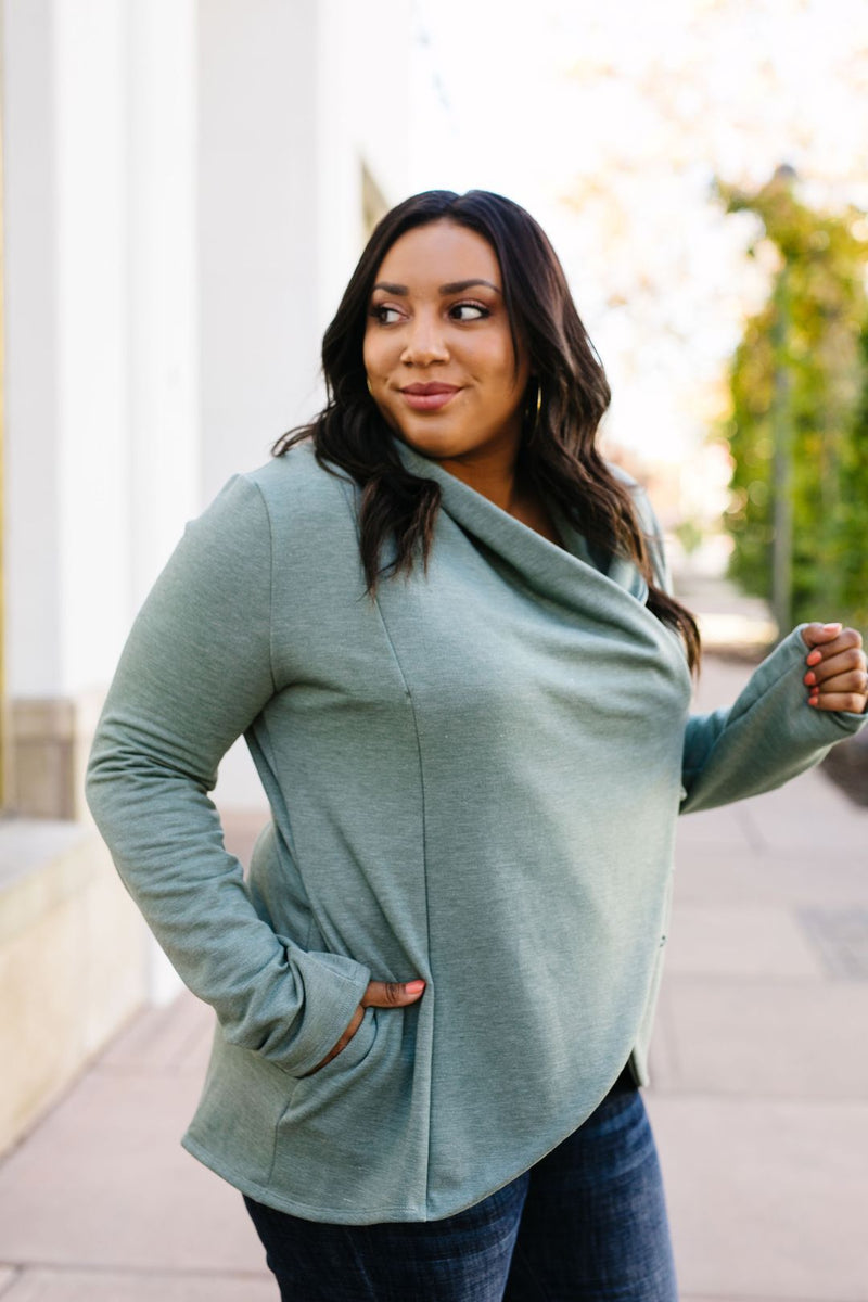 Sage Button Up Top