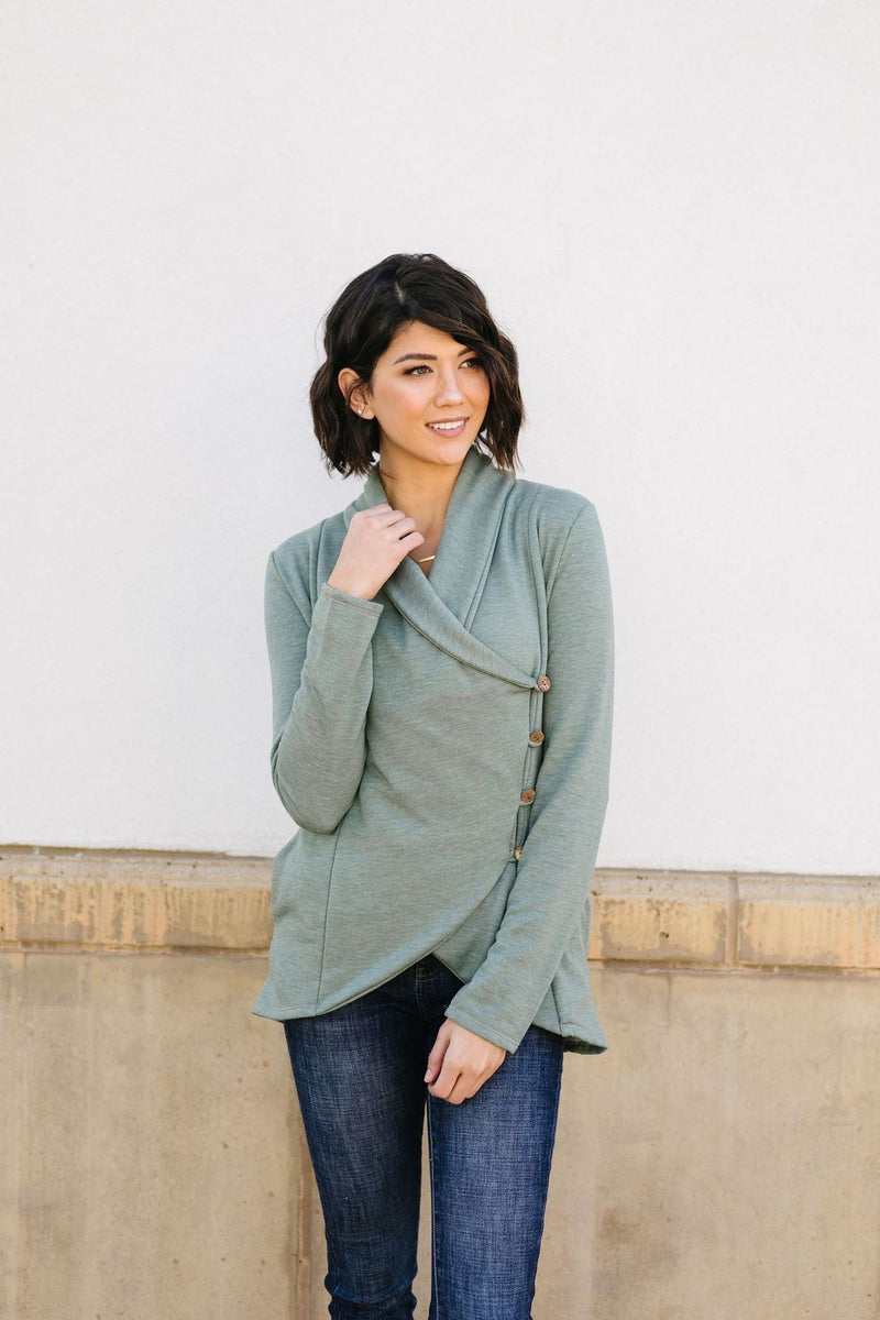 Sage Button Up Top