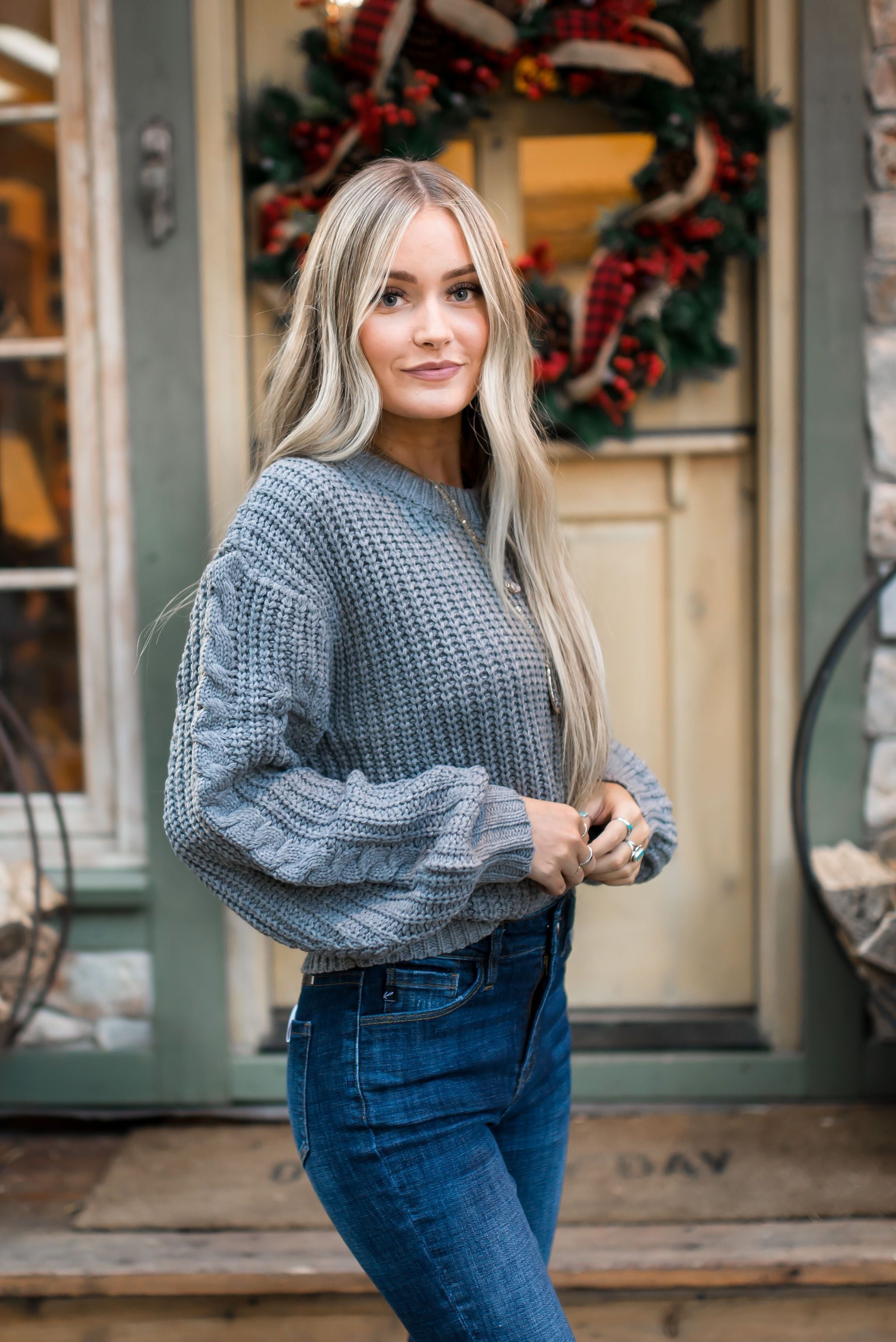 Chunky + Cropped Charcoal Sweater