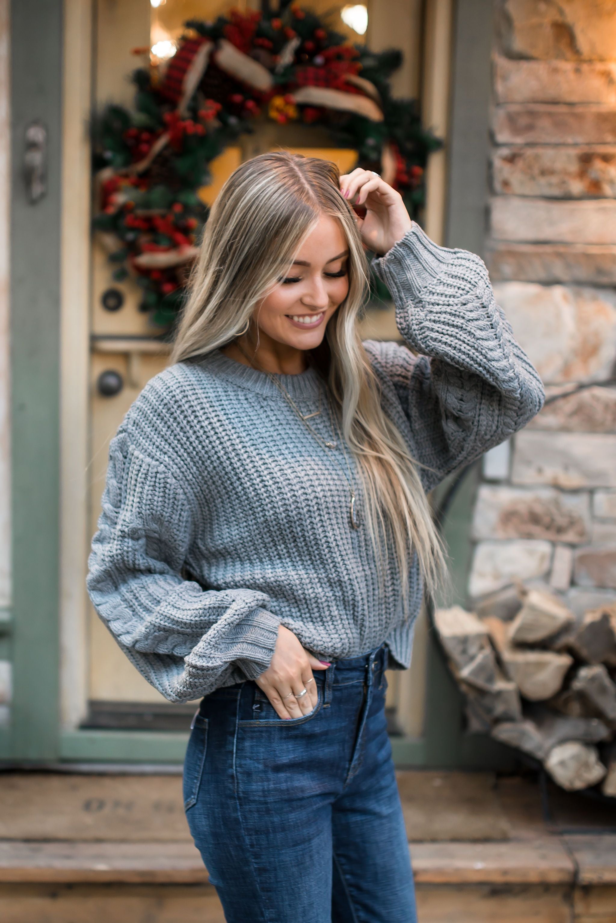 Chunky + Cropped Charcoal Sweater