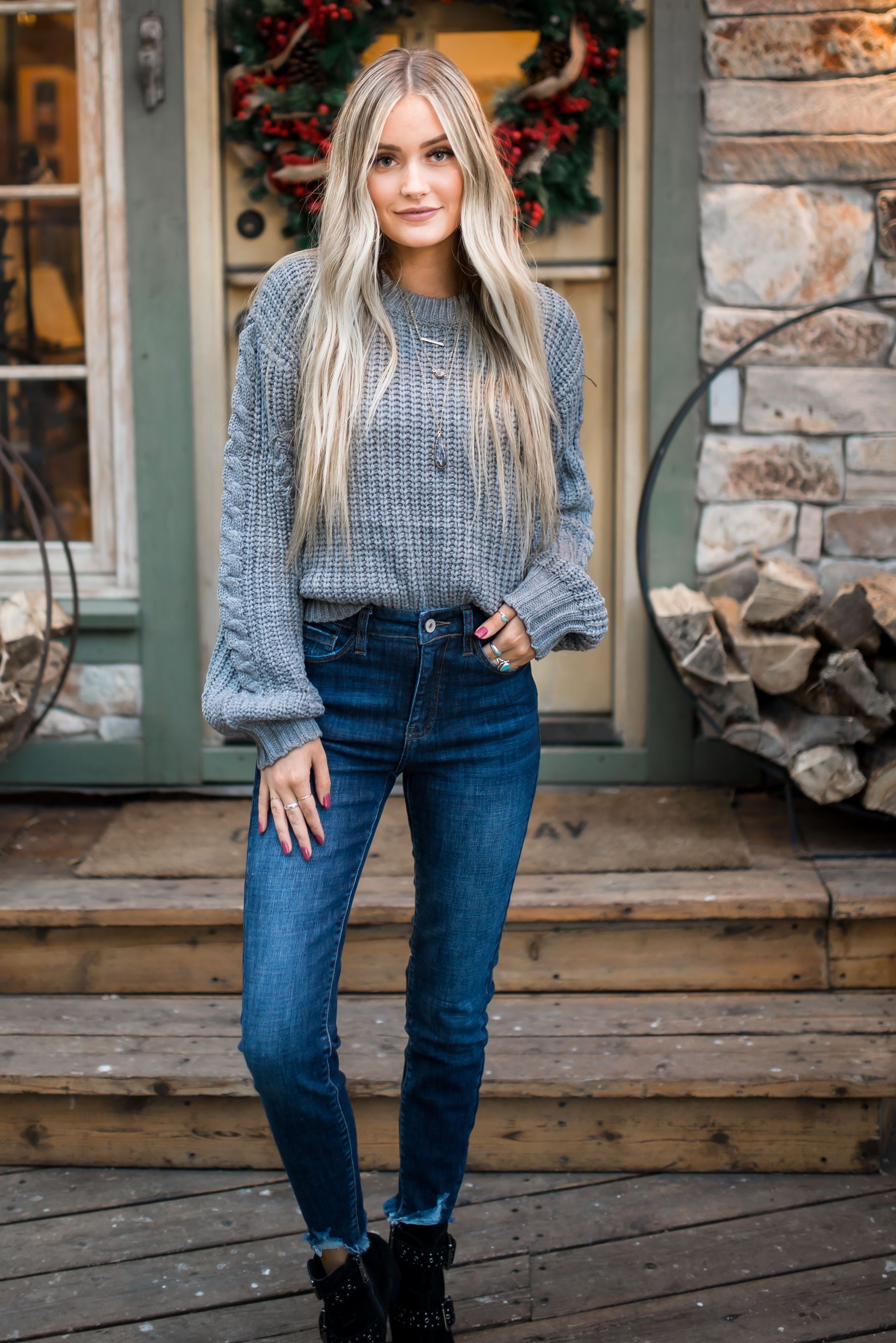 Chunky + Cropped Charcoal Sweater