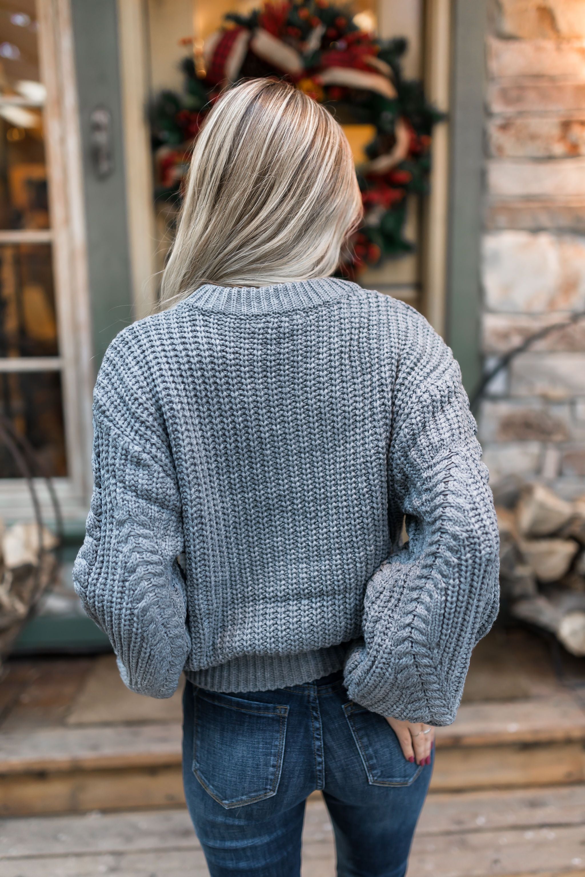 Chunky + Cropped Charcoal Sweater