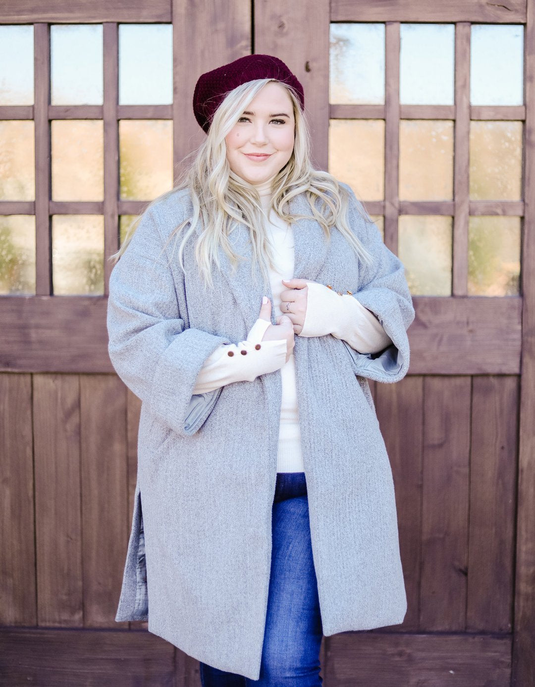 Button Sleeve Elegance Turtleneck Sweater In Ivory