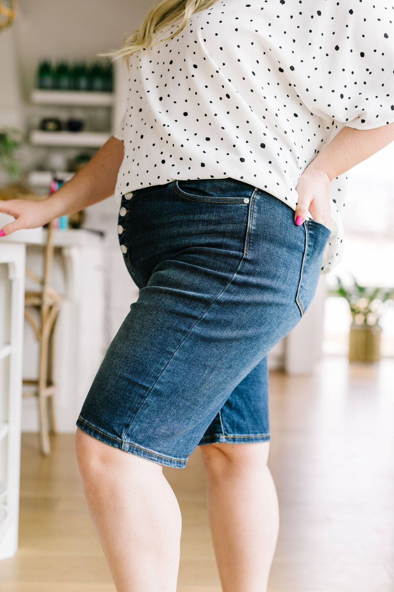 Button Fly Bermuda Shorts