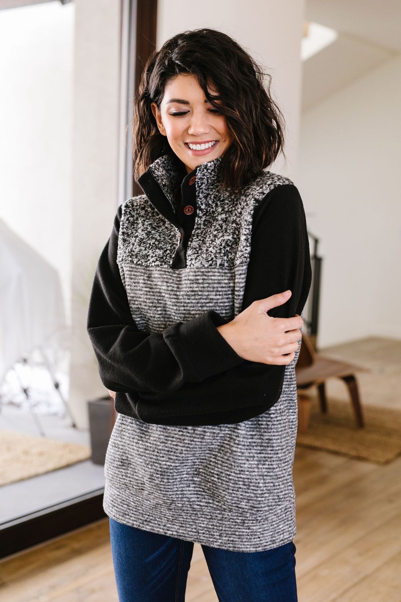 Dappled Black & Gray Pullover