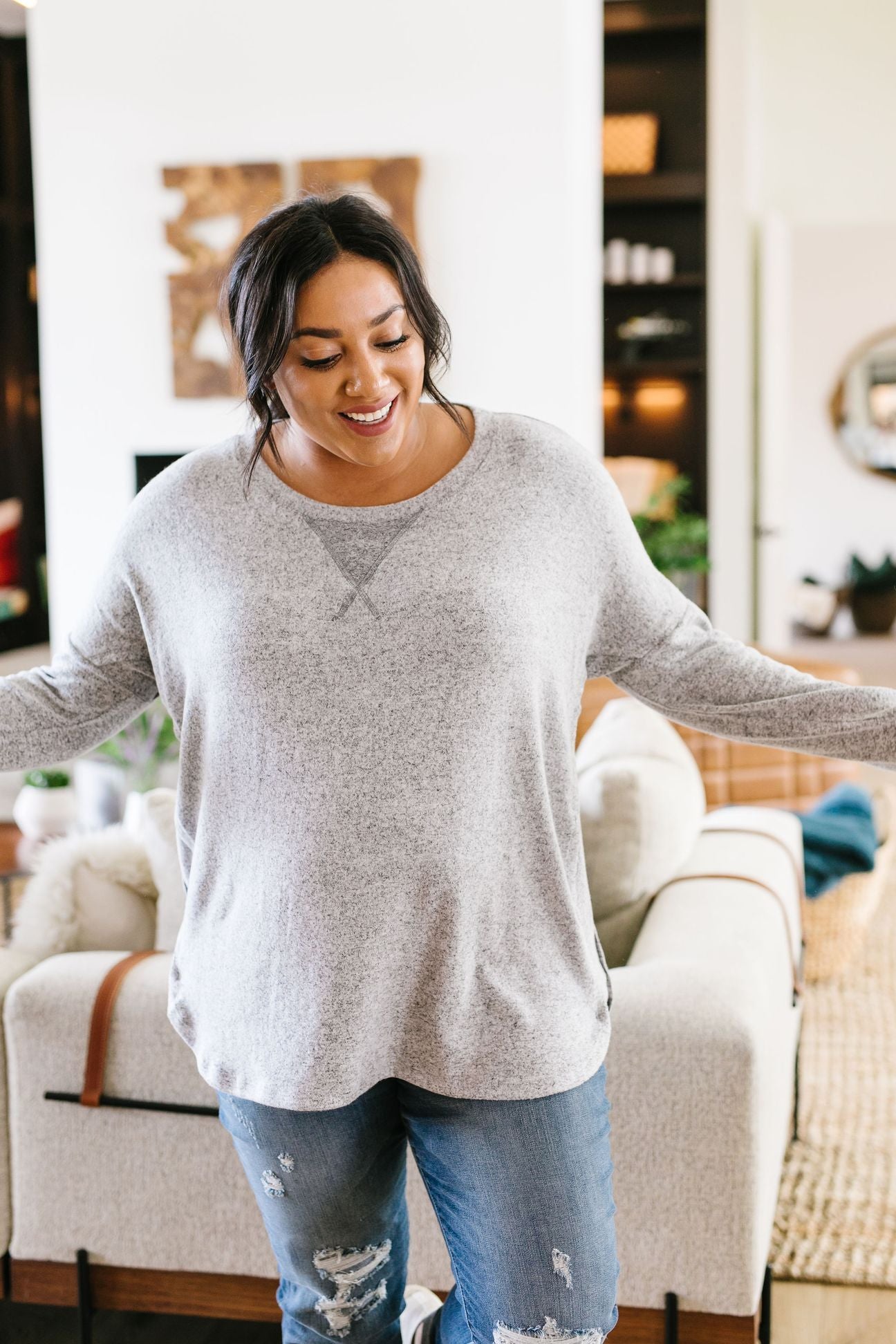 Side Hustle Gray Top