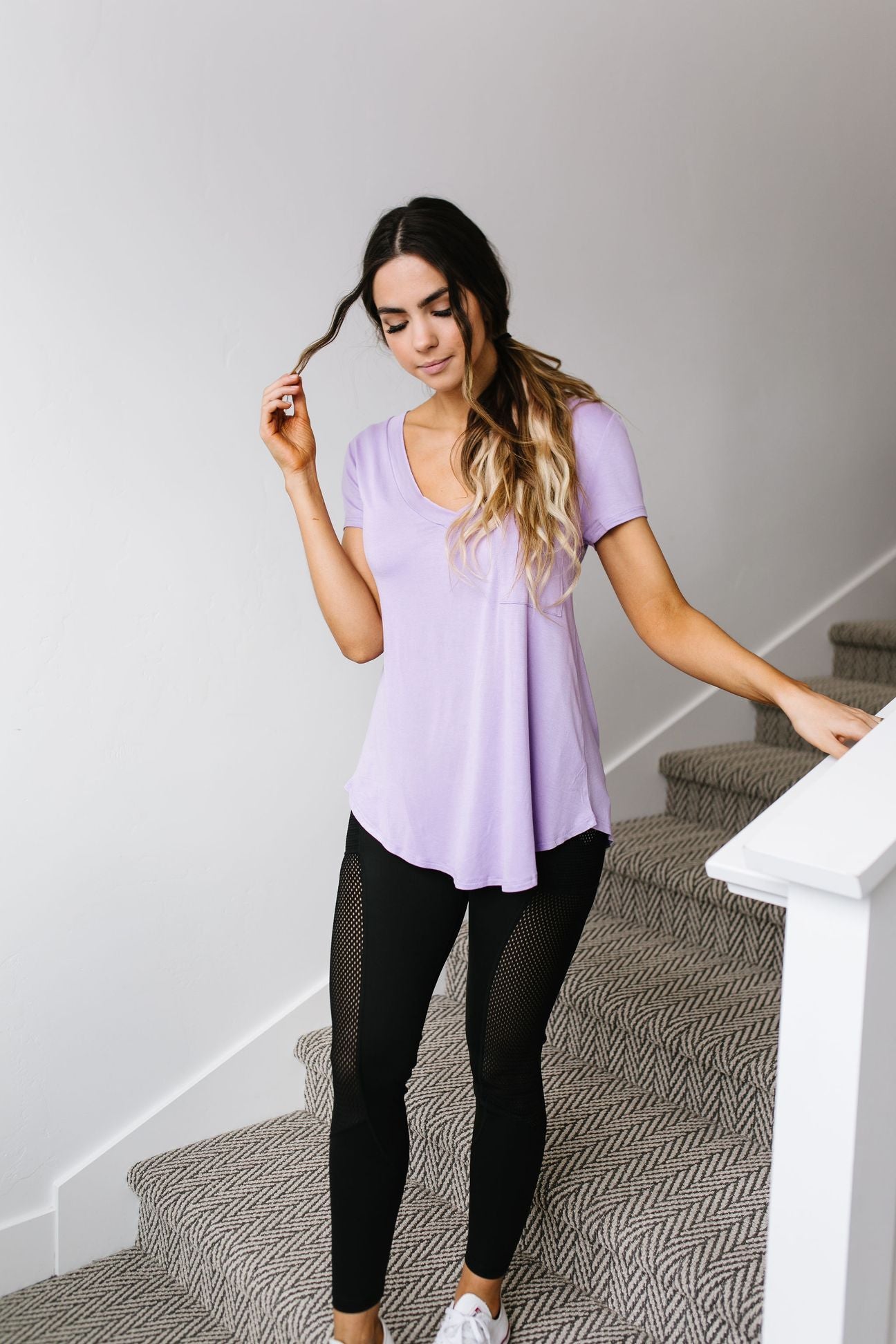 Everyday Yay V-Neck Tee In Lavender