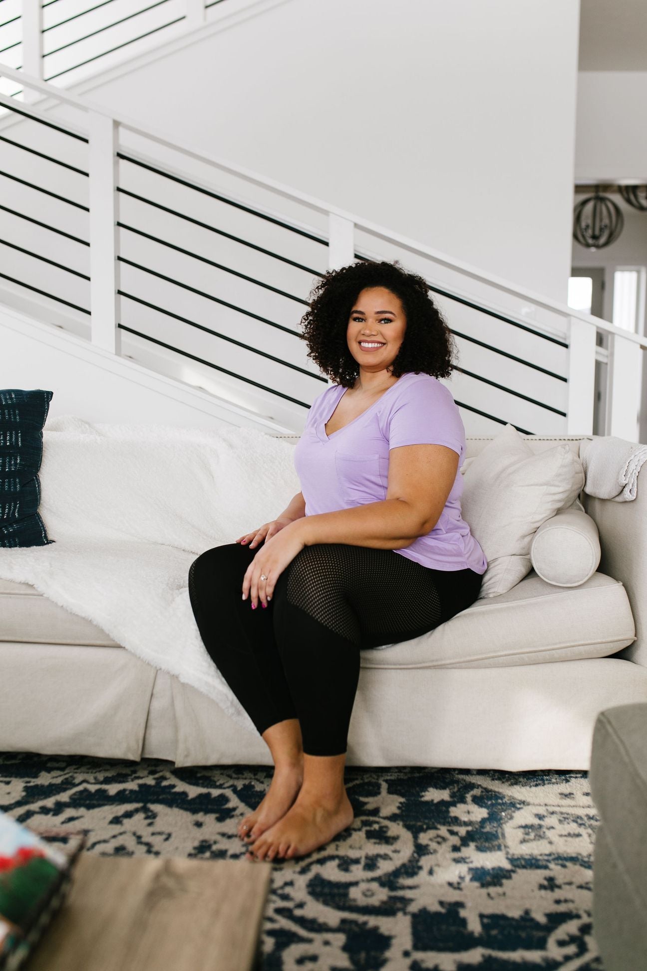 Everyday Yay V-Neck Tee In Lavender