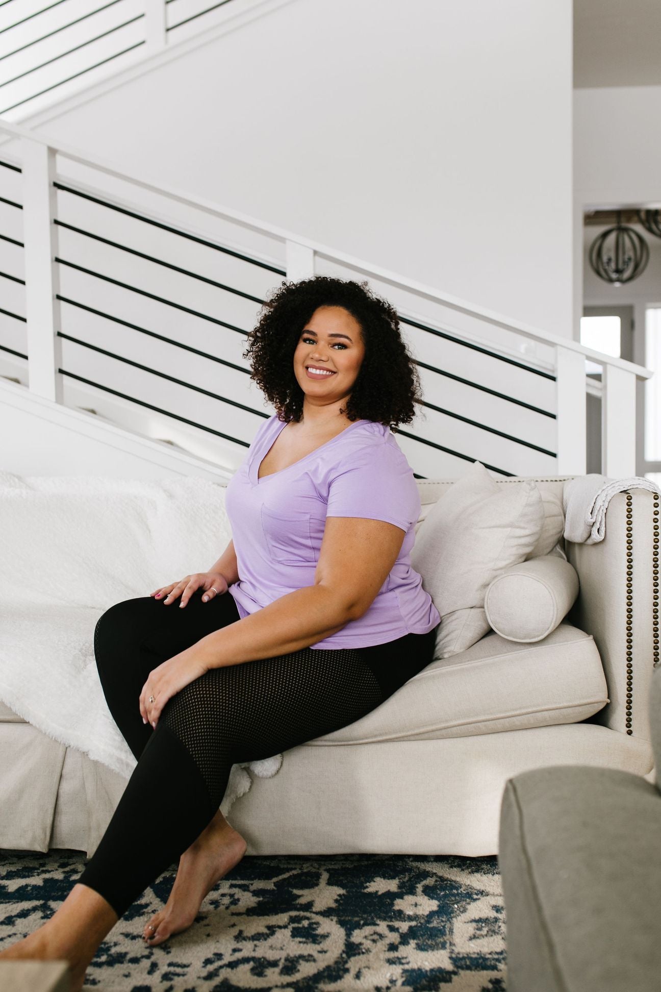 Everyday Yay V-Neck Tee In Lavender