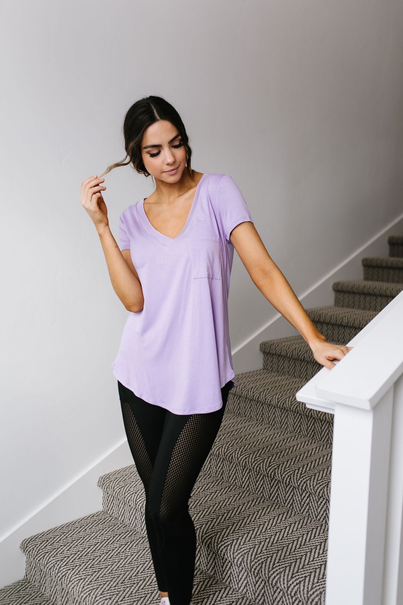 Everyday Yay V-Neck Tee In Lavender