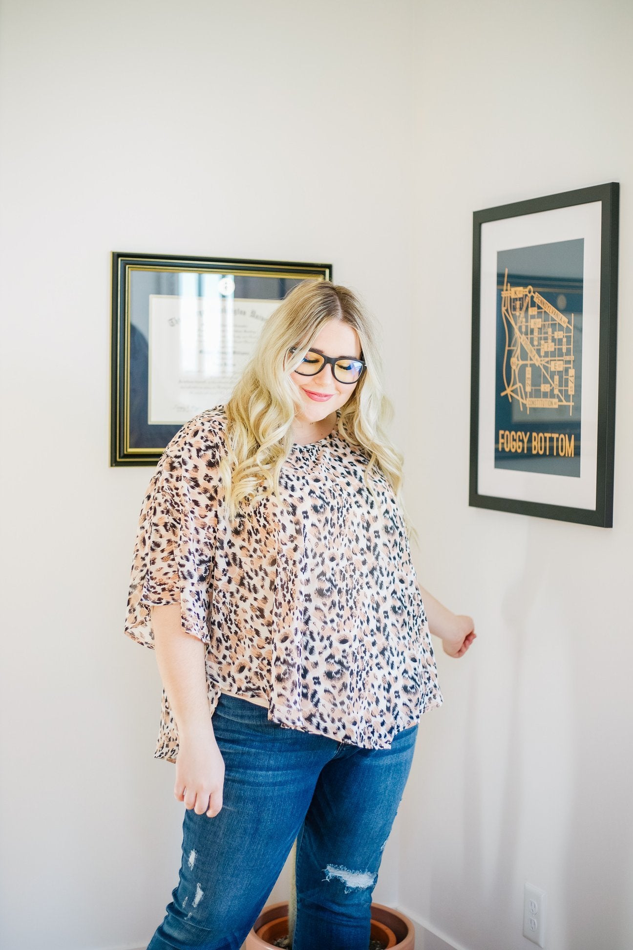 To The Point Animal Print Blouse