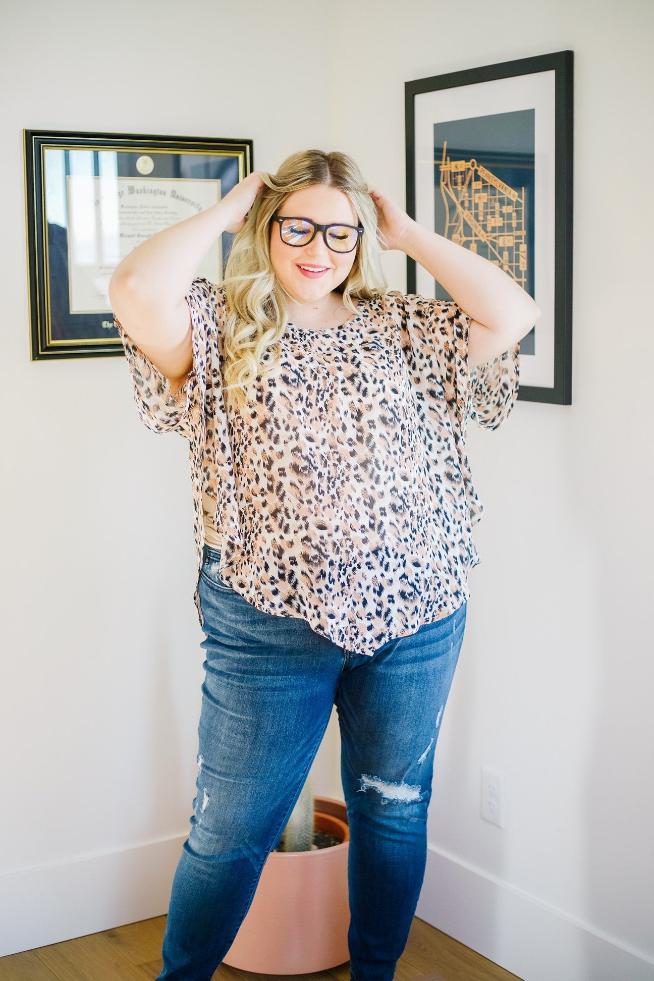 To The Point Animal Print Blouse