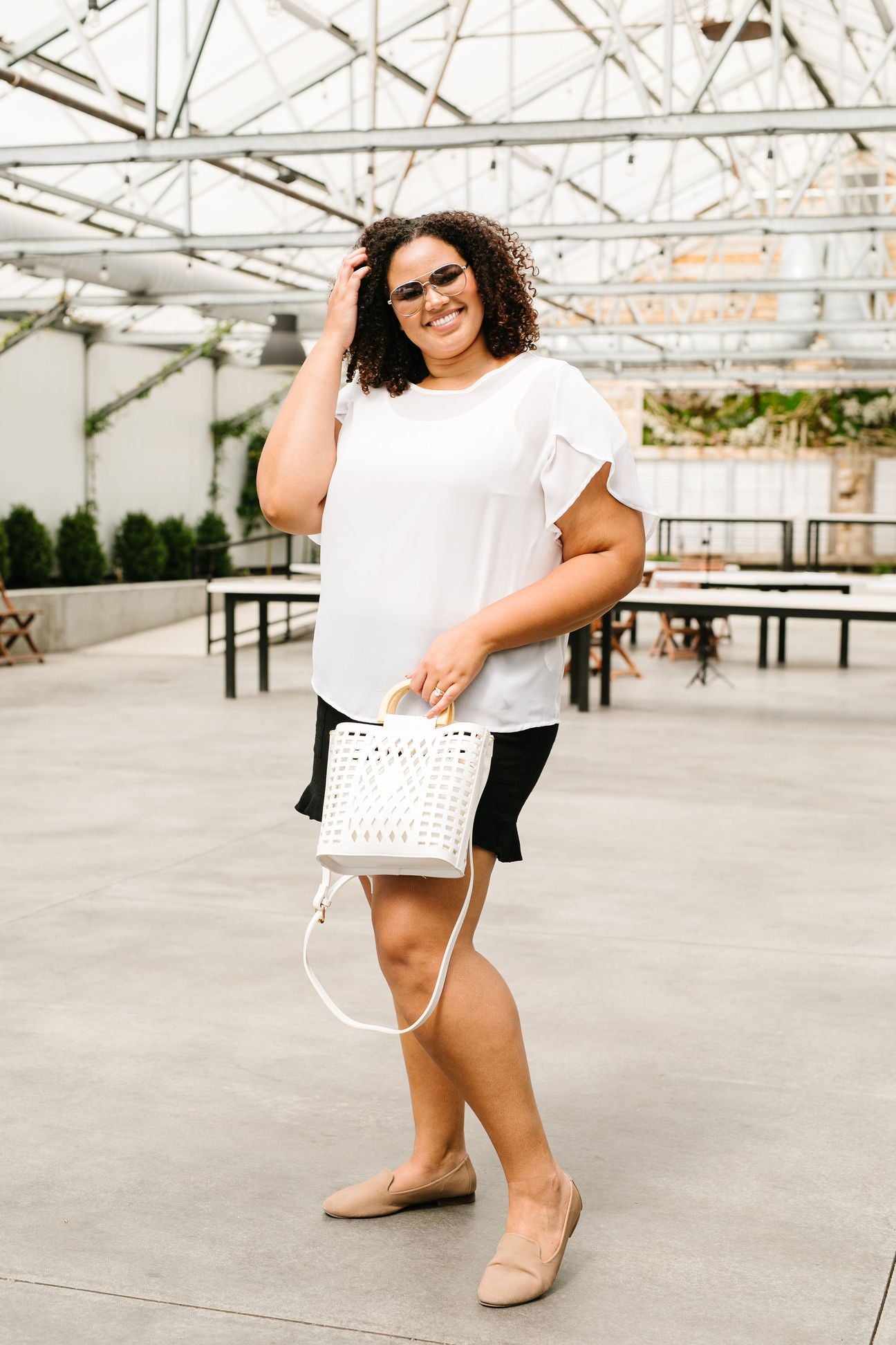 Tulip Sleeve Blouse In Ivory