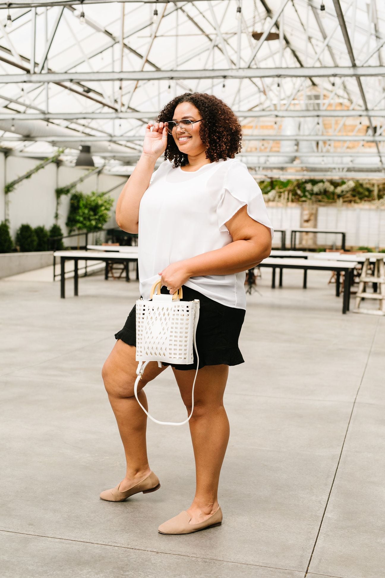 Tulip Sleeve Blouse In Ivory