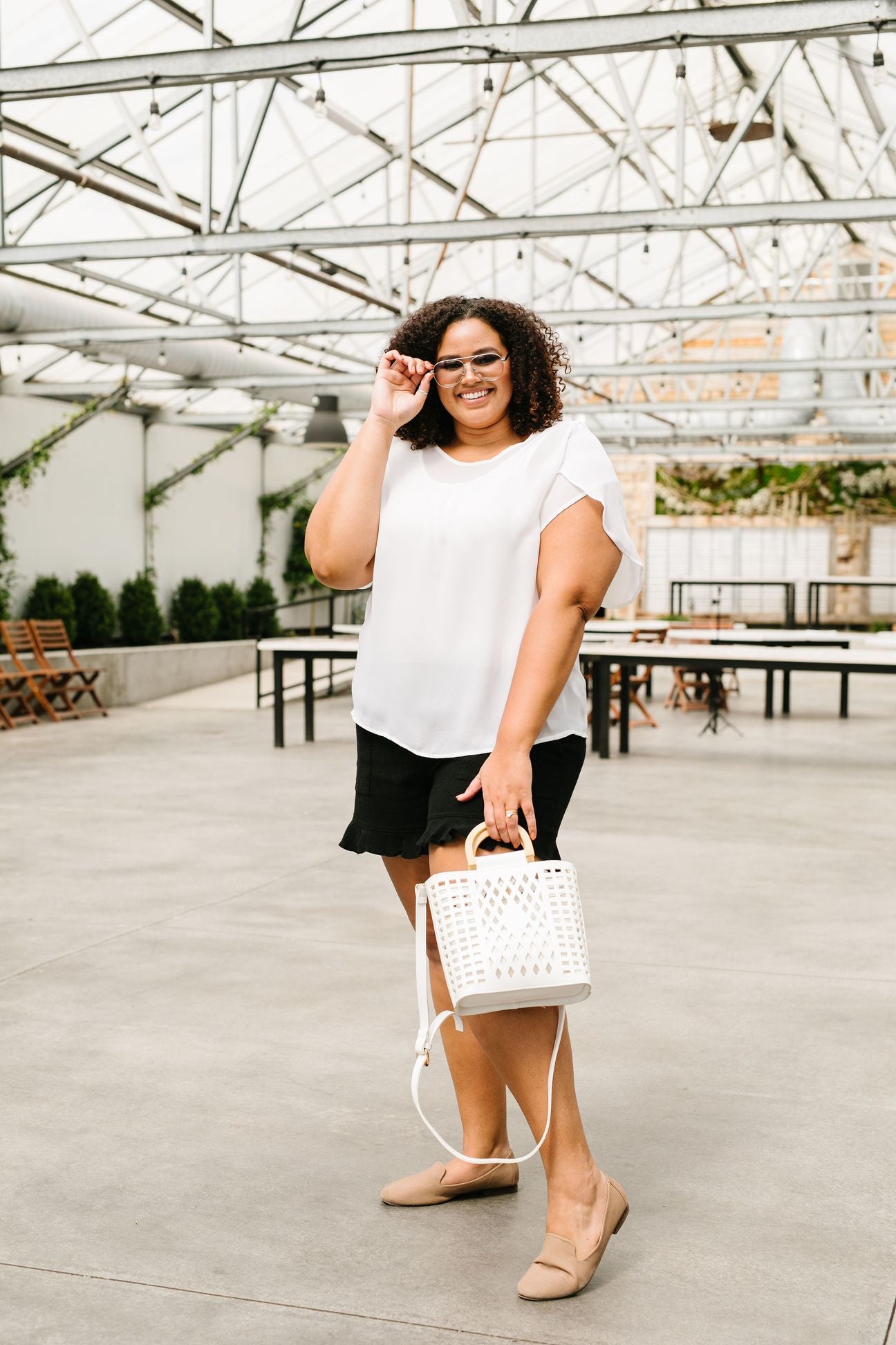 Tulip Sleeve Blouse In Ivory