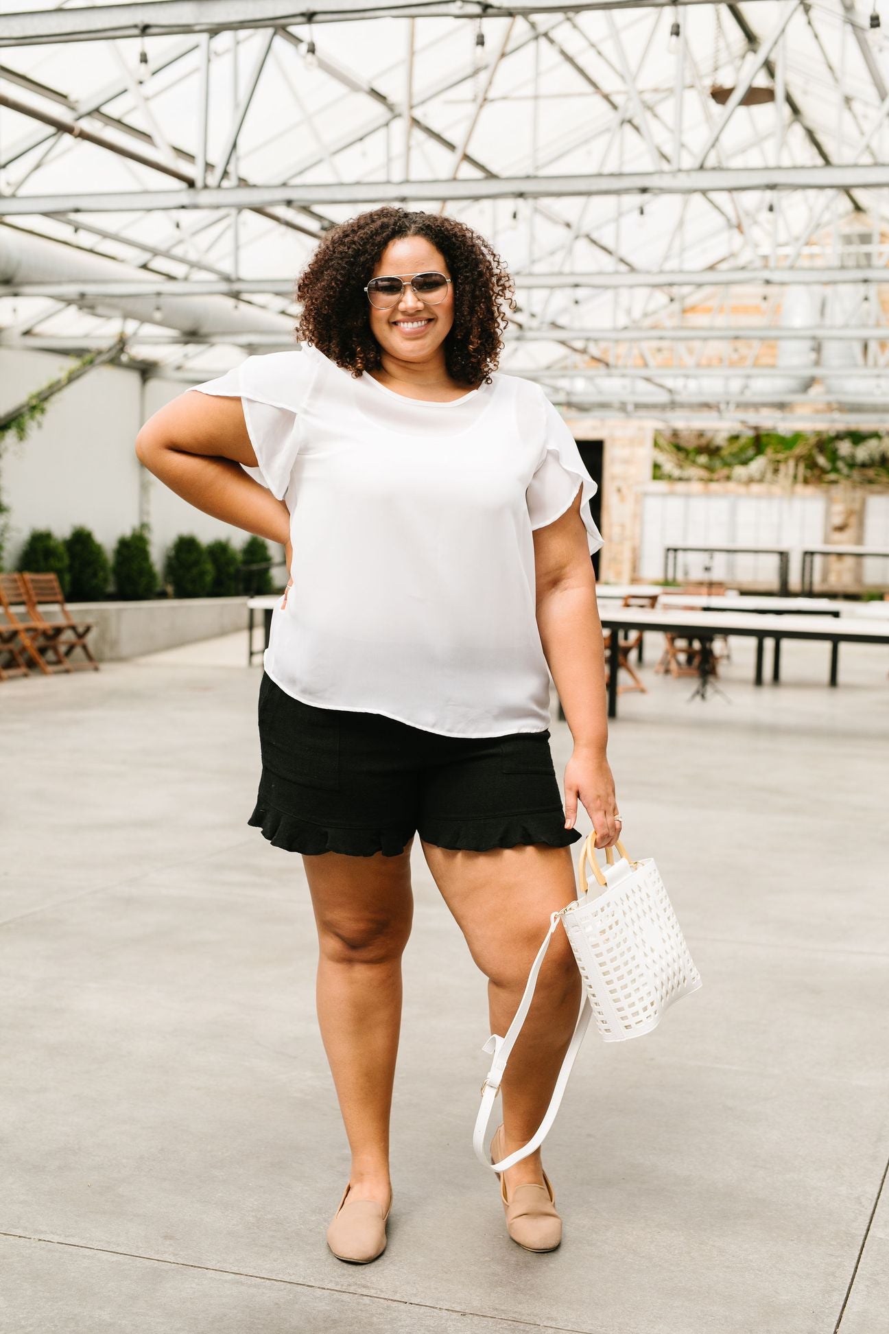 Tulip Sleeve Blouse In Ivory