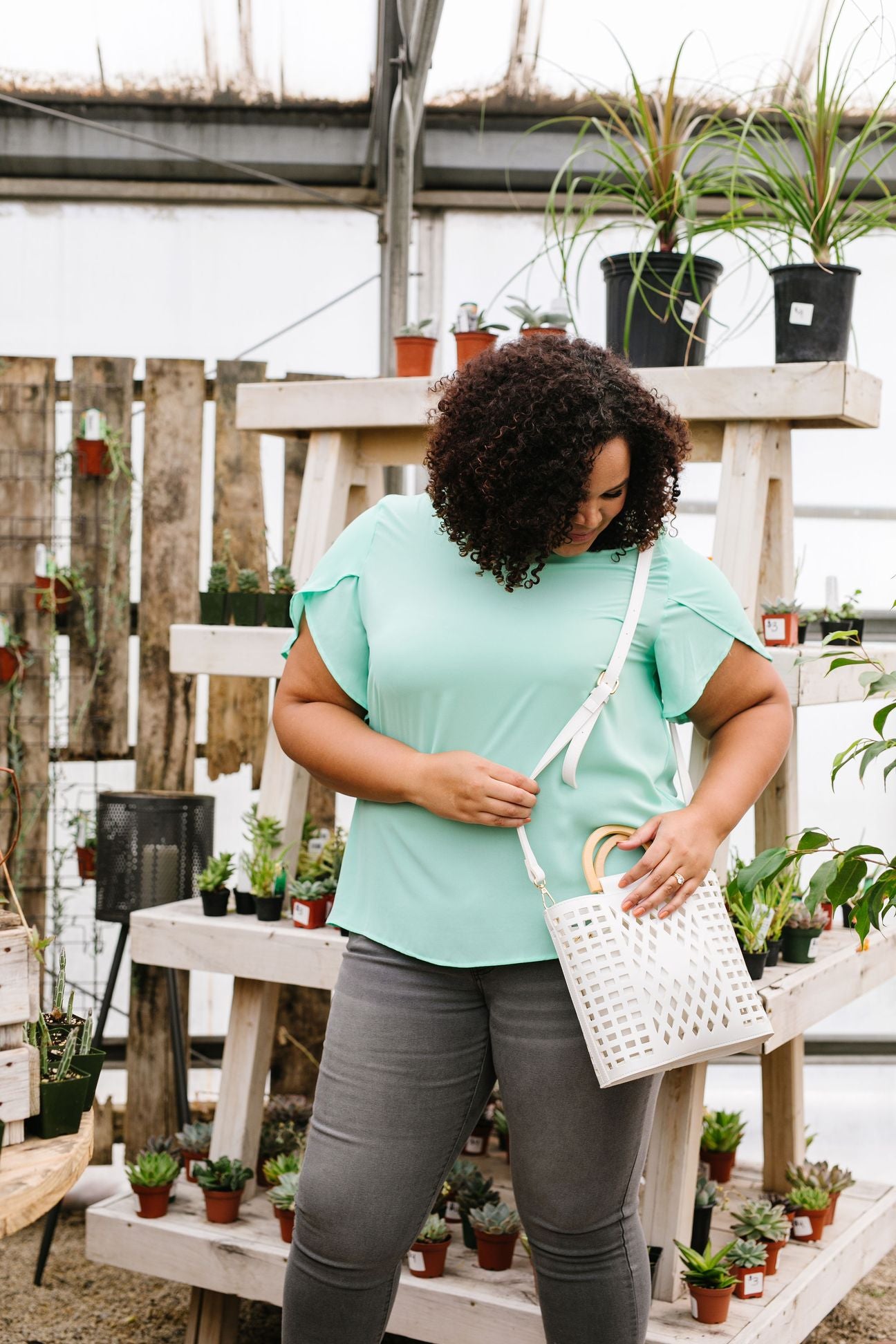 Tulip Sleeve Blouse In Mint