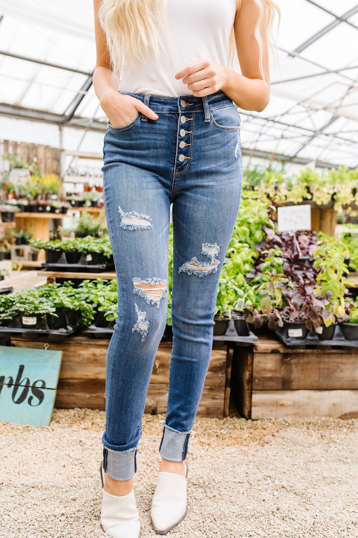 Buttons Holes & Cuffs Jeans