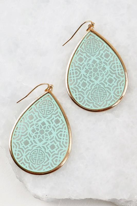 Mint Moroccan Cut Earrings